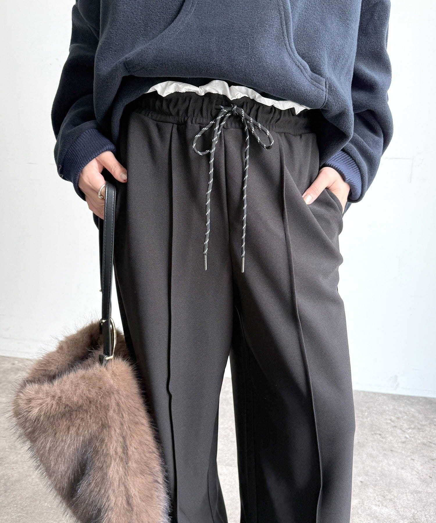 DOUDOU(ドゥドゥ) 【WEB限定】カットジョーゼットイージーパンツ