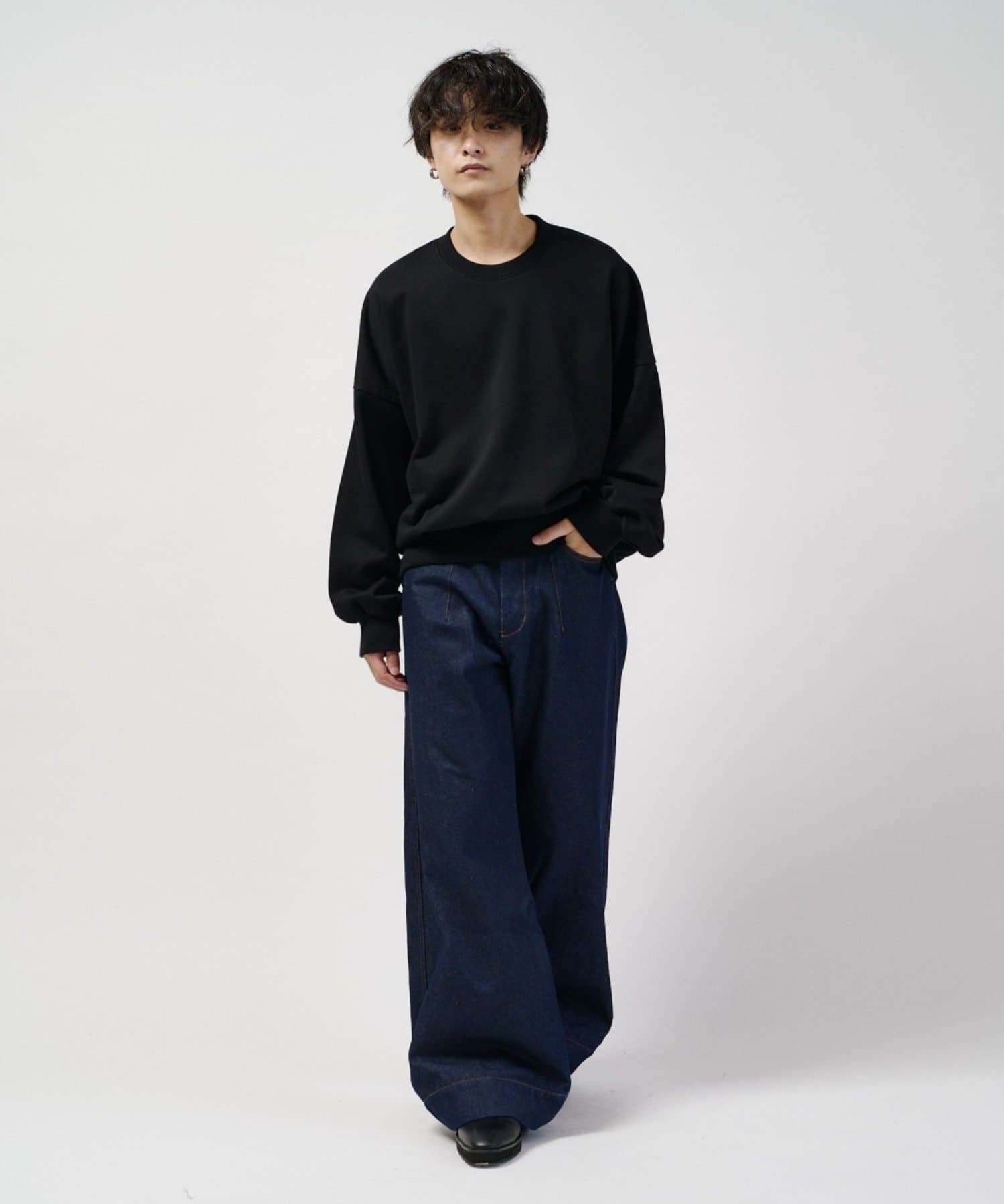 Lui's(ルイス) 【Neucon】フロントパッチワイドレッグデニムパンツ / セットアップ対応