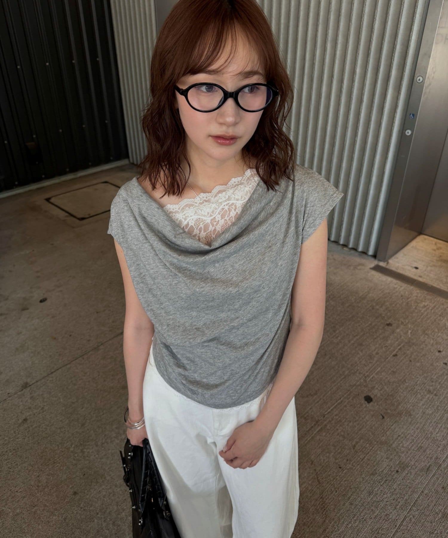 OUTLET(アウトレット) 【mline】オフショルレースフレンチT