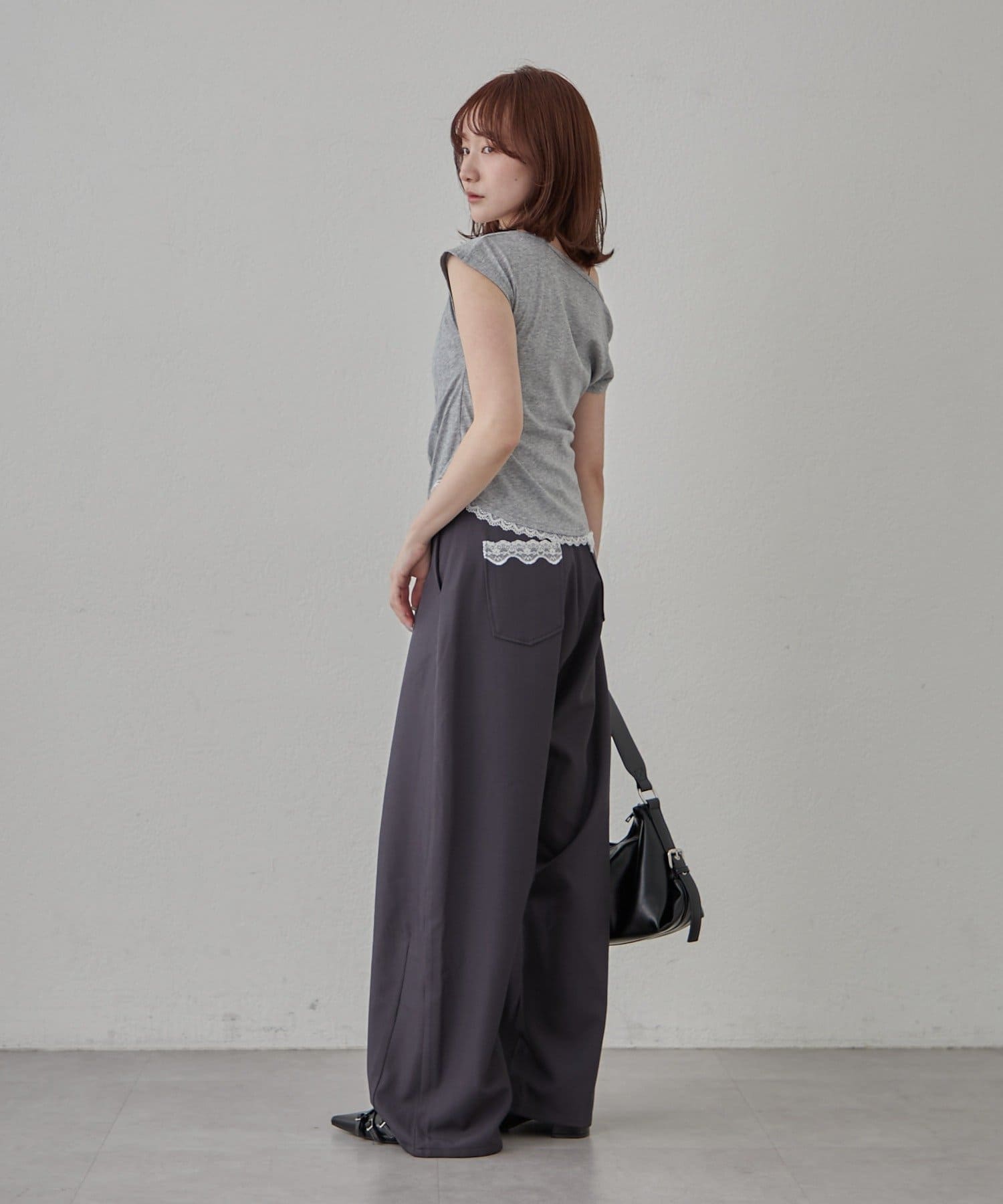OUTLET(アウトレット) 【mline】オフショルレースフレンチT