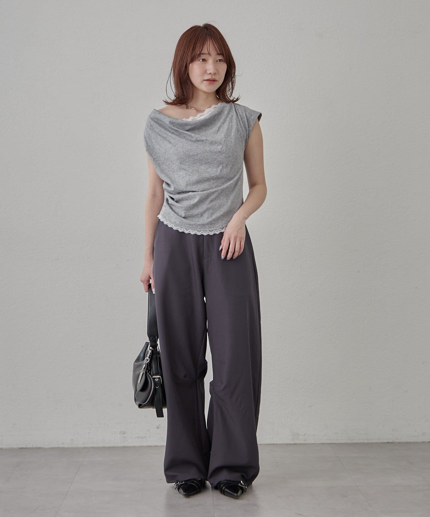 OUTLET(アウトレット) 【mline】オフショルレースフレンチT