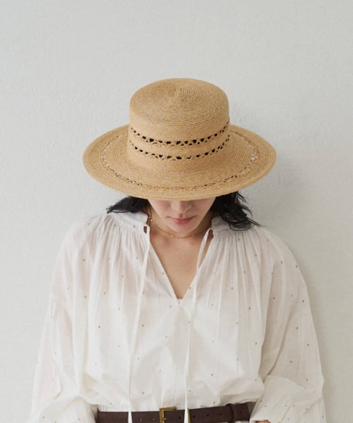 OUTLET(アウトレット) 【Loungedress】フラットラフィアハット