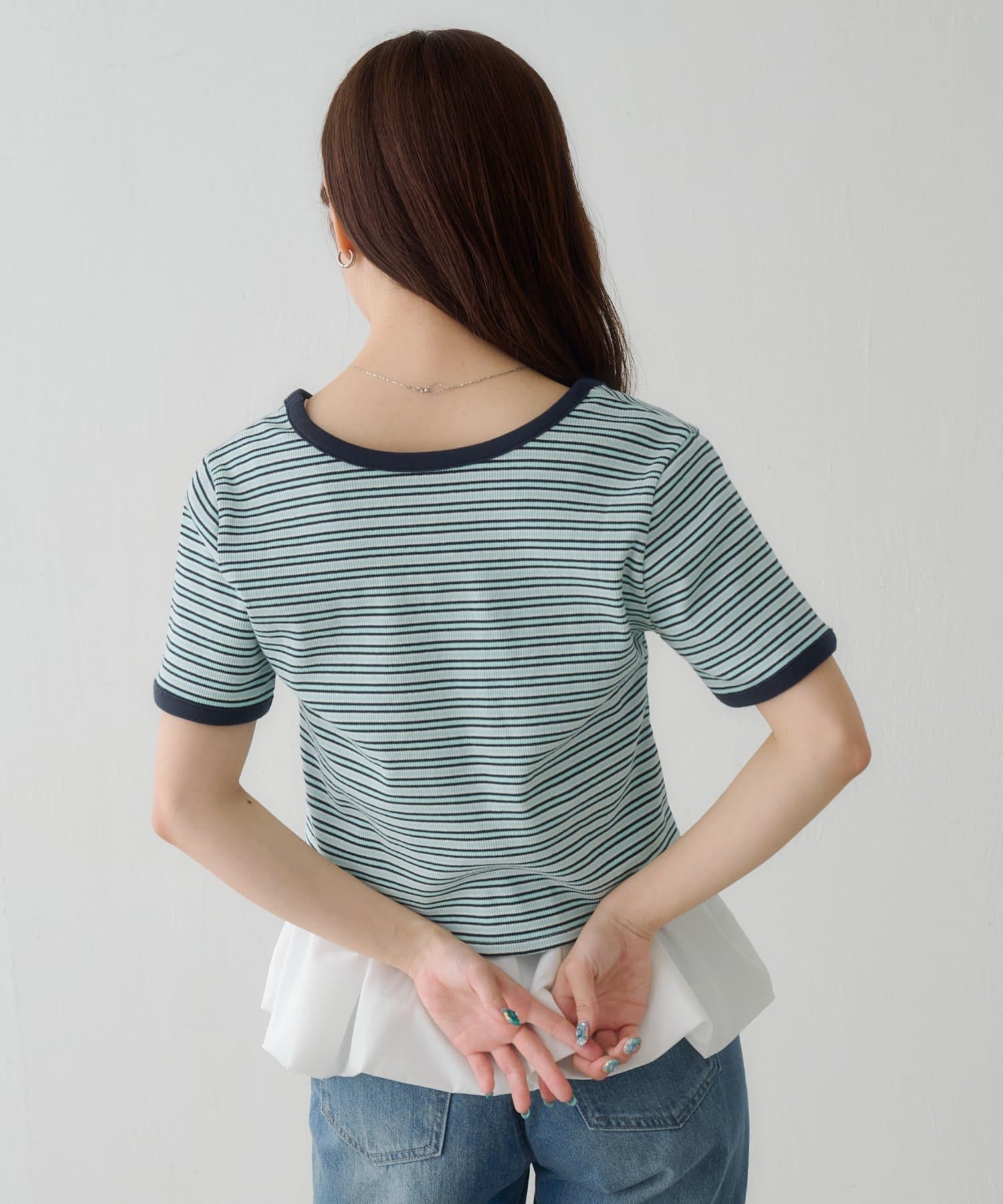 OUTLET(アウトレット) 【Kastane】ボーダー刺繍TEE