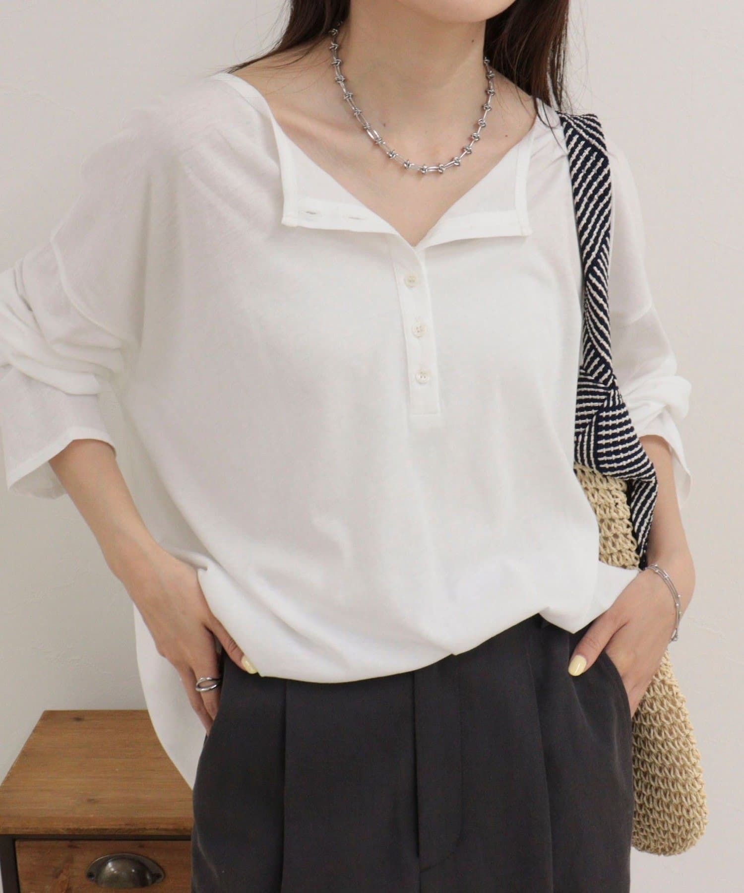 FREDY & GLOSTER(フレディ アンド グロスター) ヘンリー2WAYルーズロンTシャツ