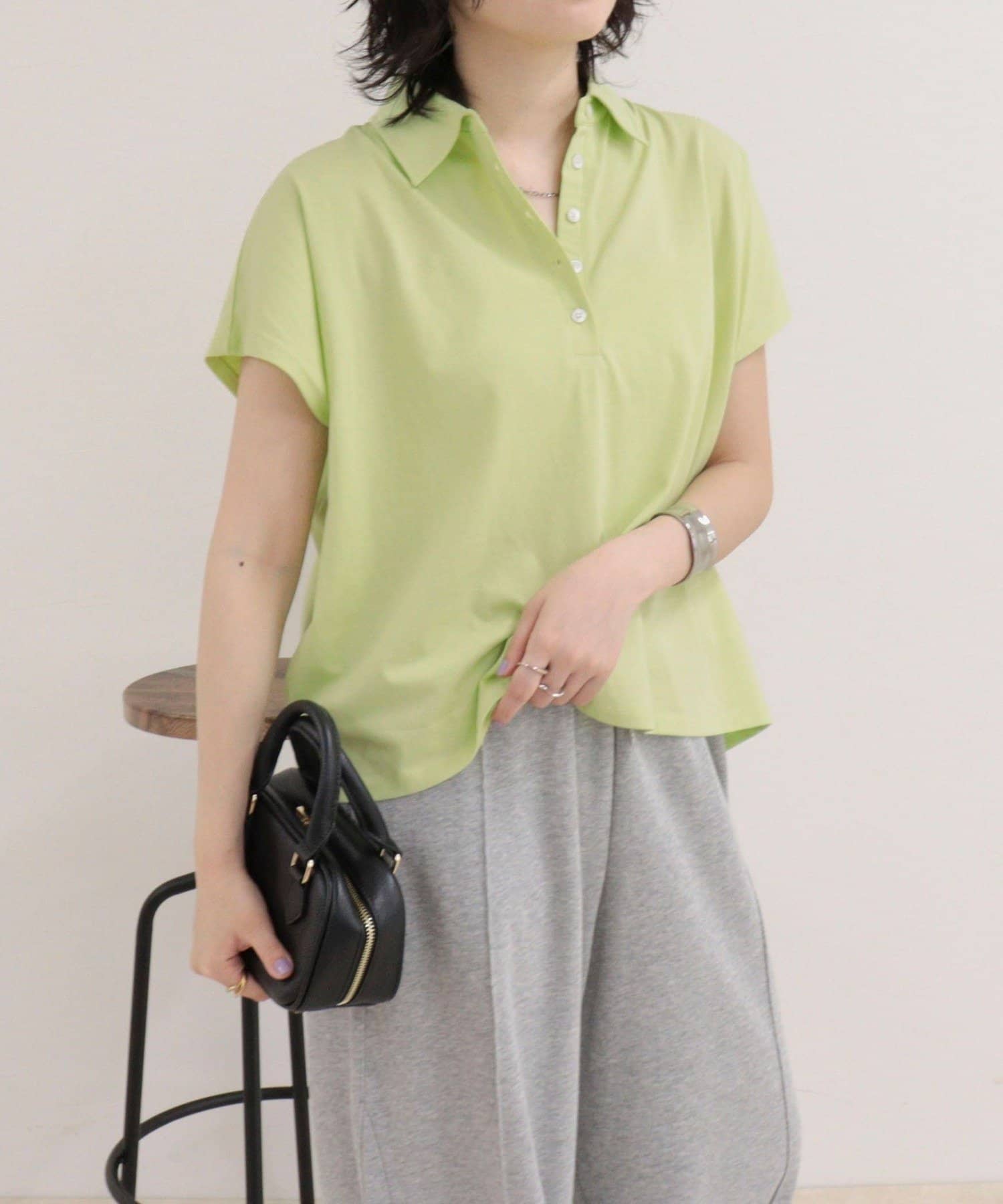 FREDY & GLOSTER(フレディ アンド グロスター) クロップドルーズポロ衿Tシャツ