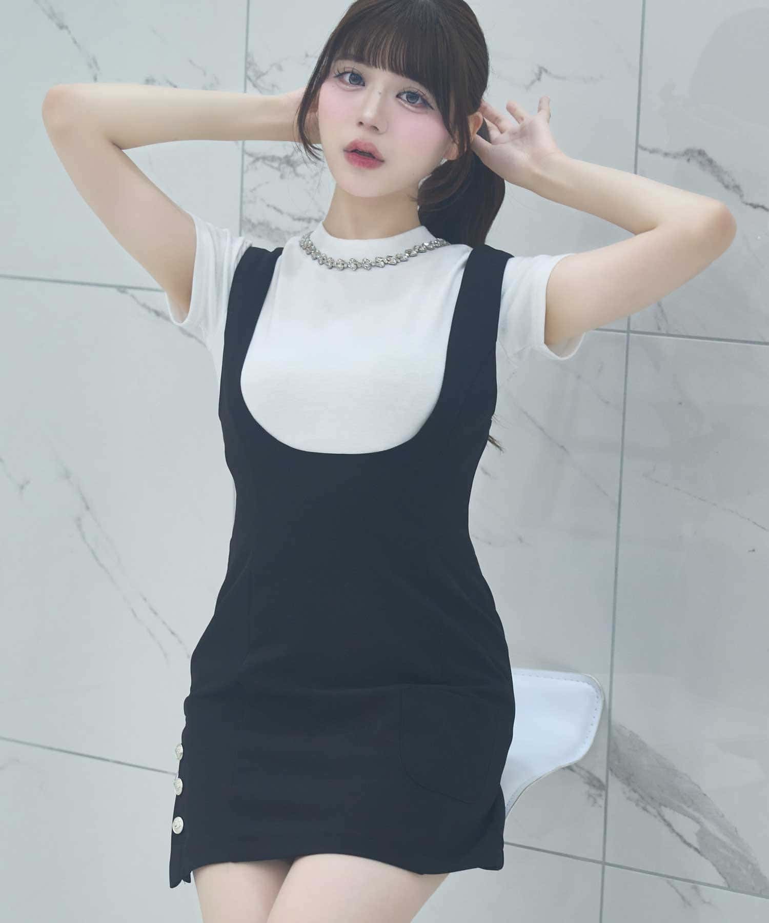 Belle Charme(ベルシャルム) Side Button Mini Jumper Skirt