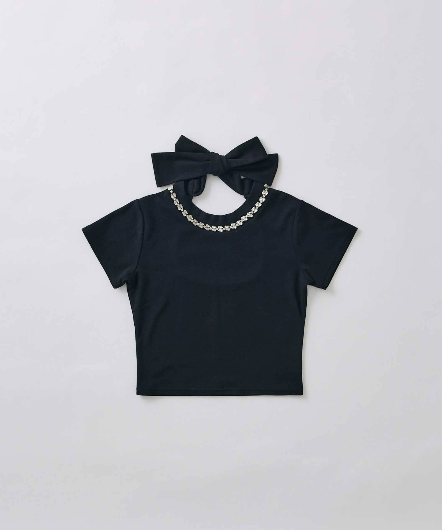 Belle Charme(ベルシャルム) Bijou Neck Back Ribbon Tee