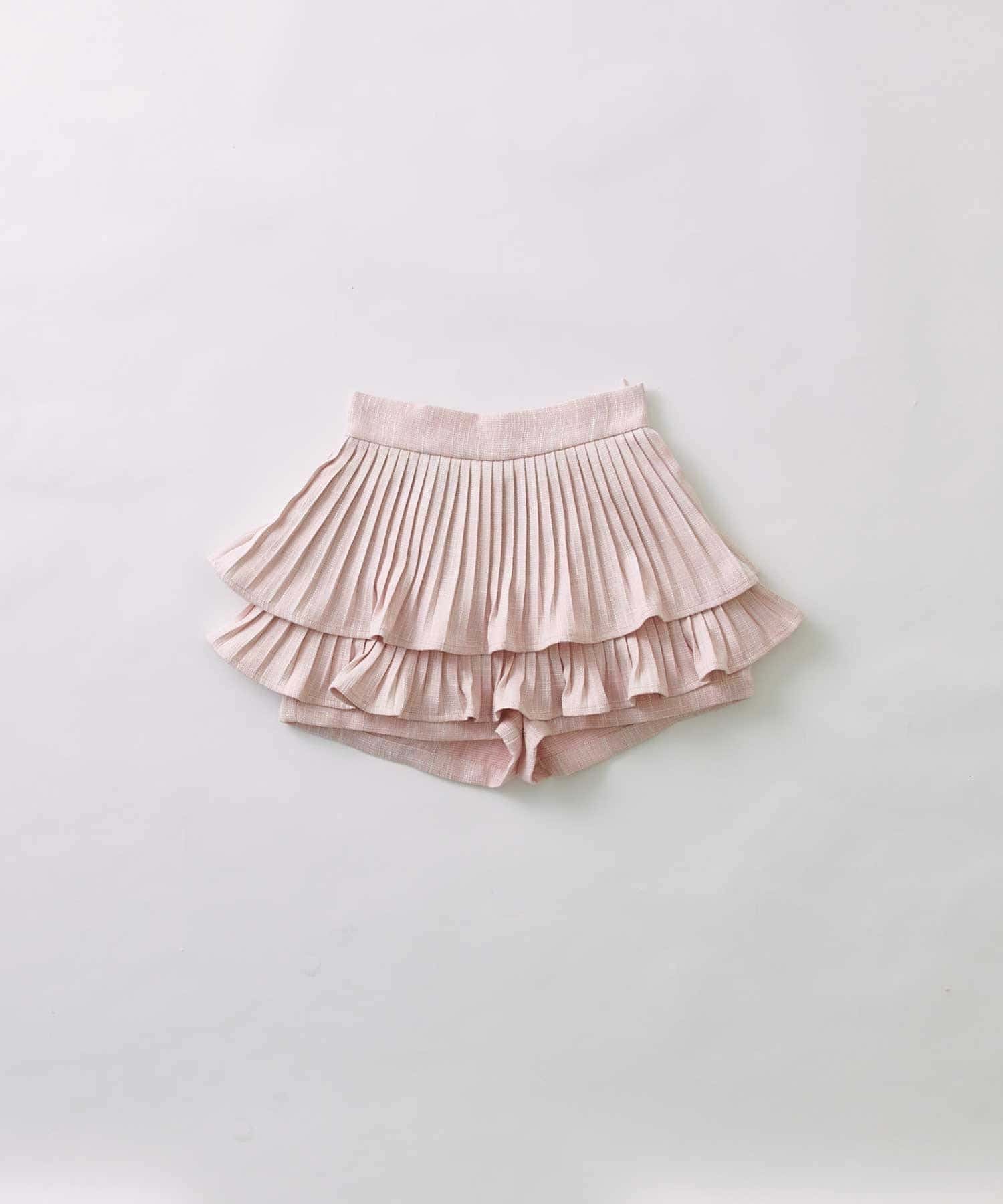Belle Charme(ベルシャルム) Tweed Pleats Mini Skirt