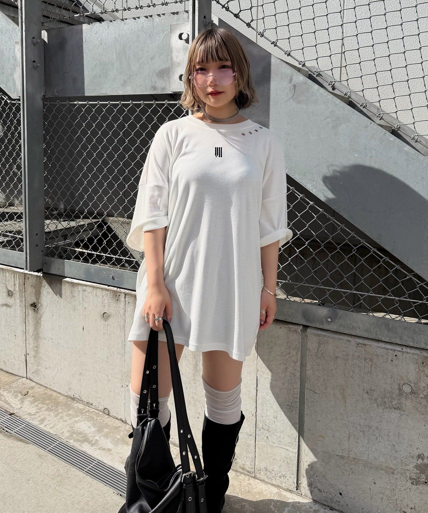 Remind me and forever(リマインドミーアンドフォーエバー) 【Mavie..7】Unisex刺繍アイレットBIGTee
