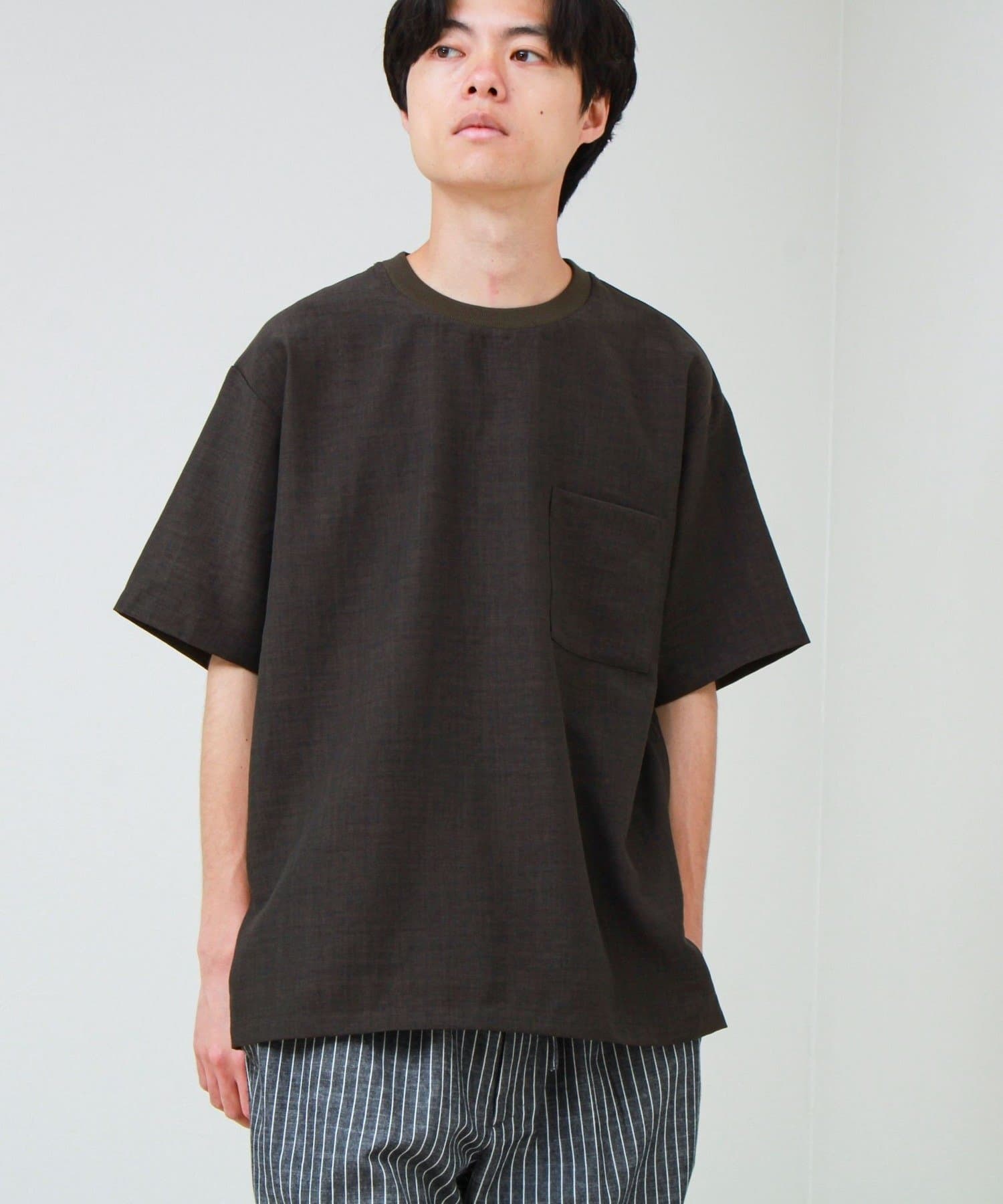 FREDY & GLOSTER(フレディ アンド グロスター) 【布帛ライクできれい見え】麻混サイドジップTシャツ