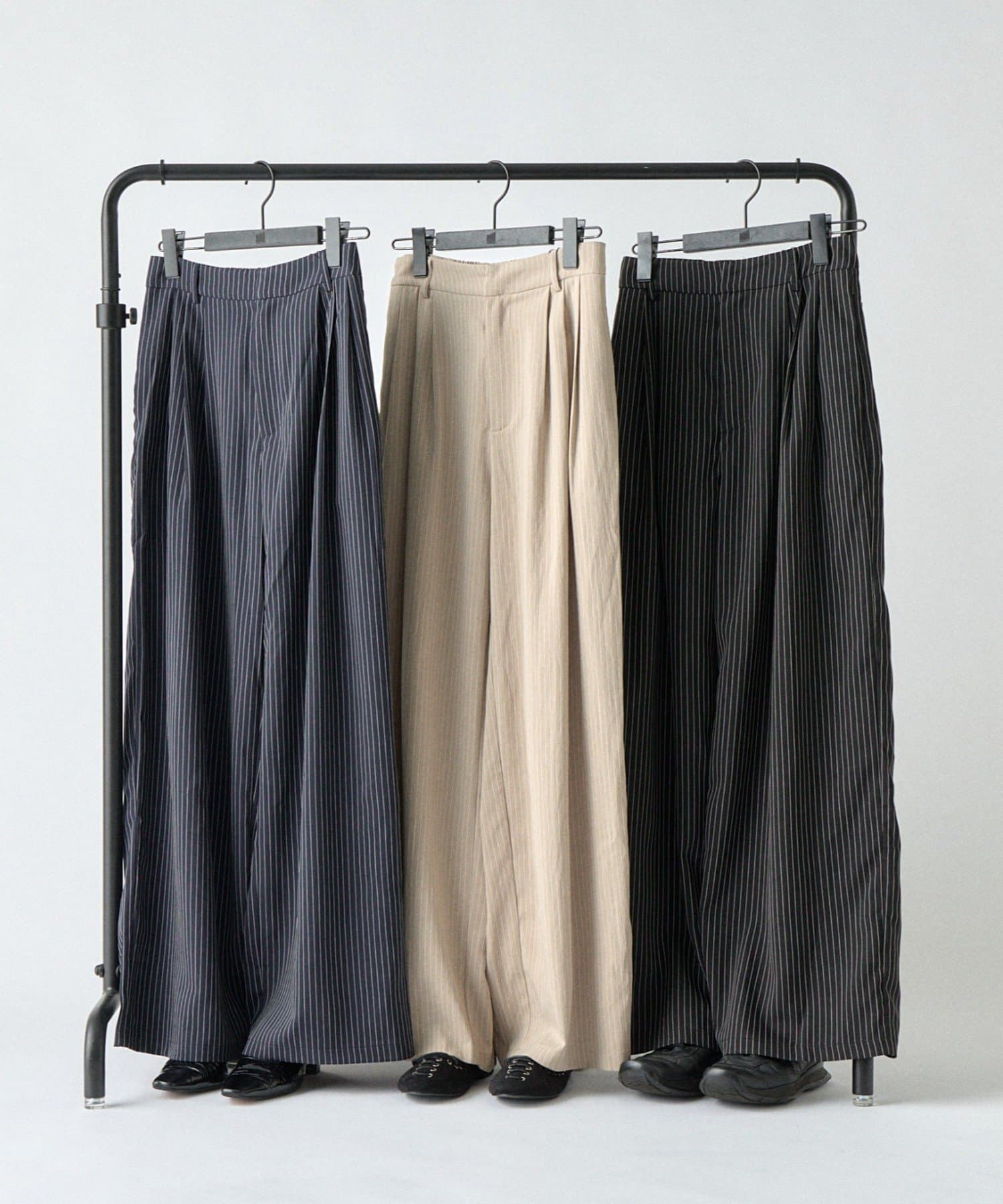 -goocy-(グーシー) ストライプタックワイドパンツ