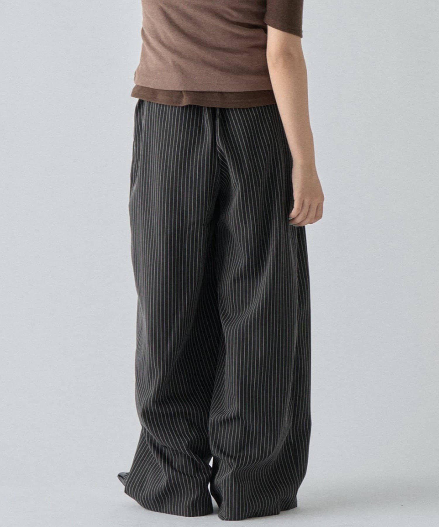 -goocy-(グーシー) ストライプタックワイドパンツ