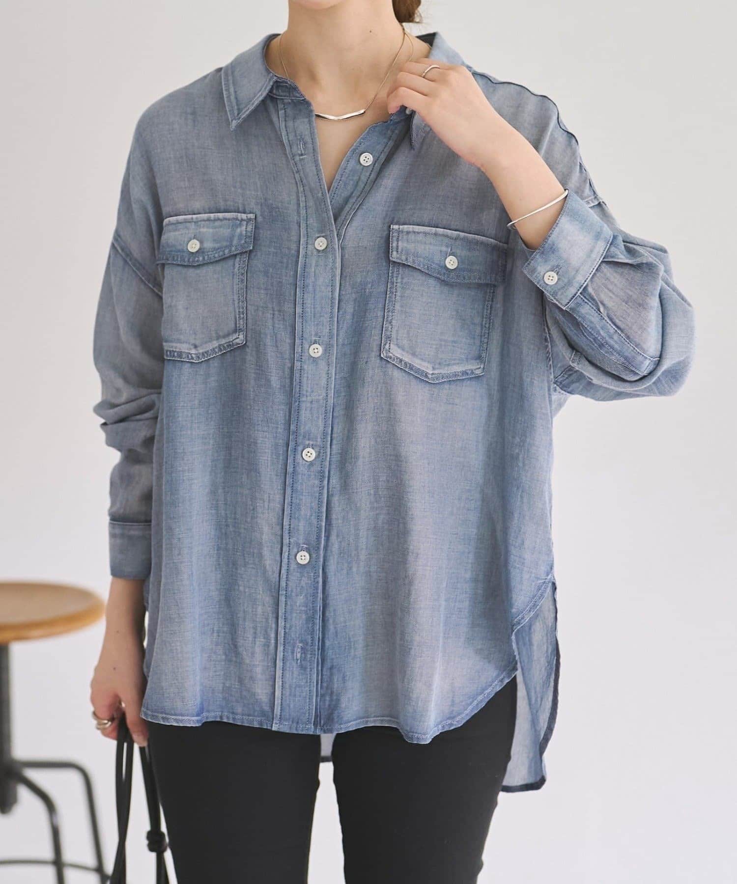 BEARDSLEY(ビアズリー) ショートシフォンデニムシャツ