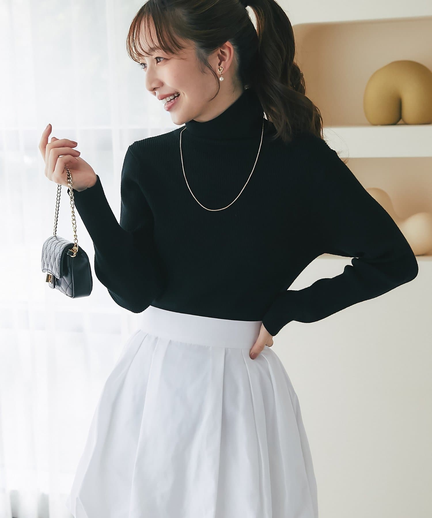 La boutique BonBon(ラブティックボンボン) リブタートルニット