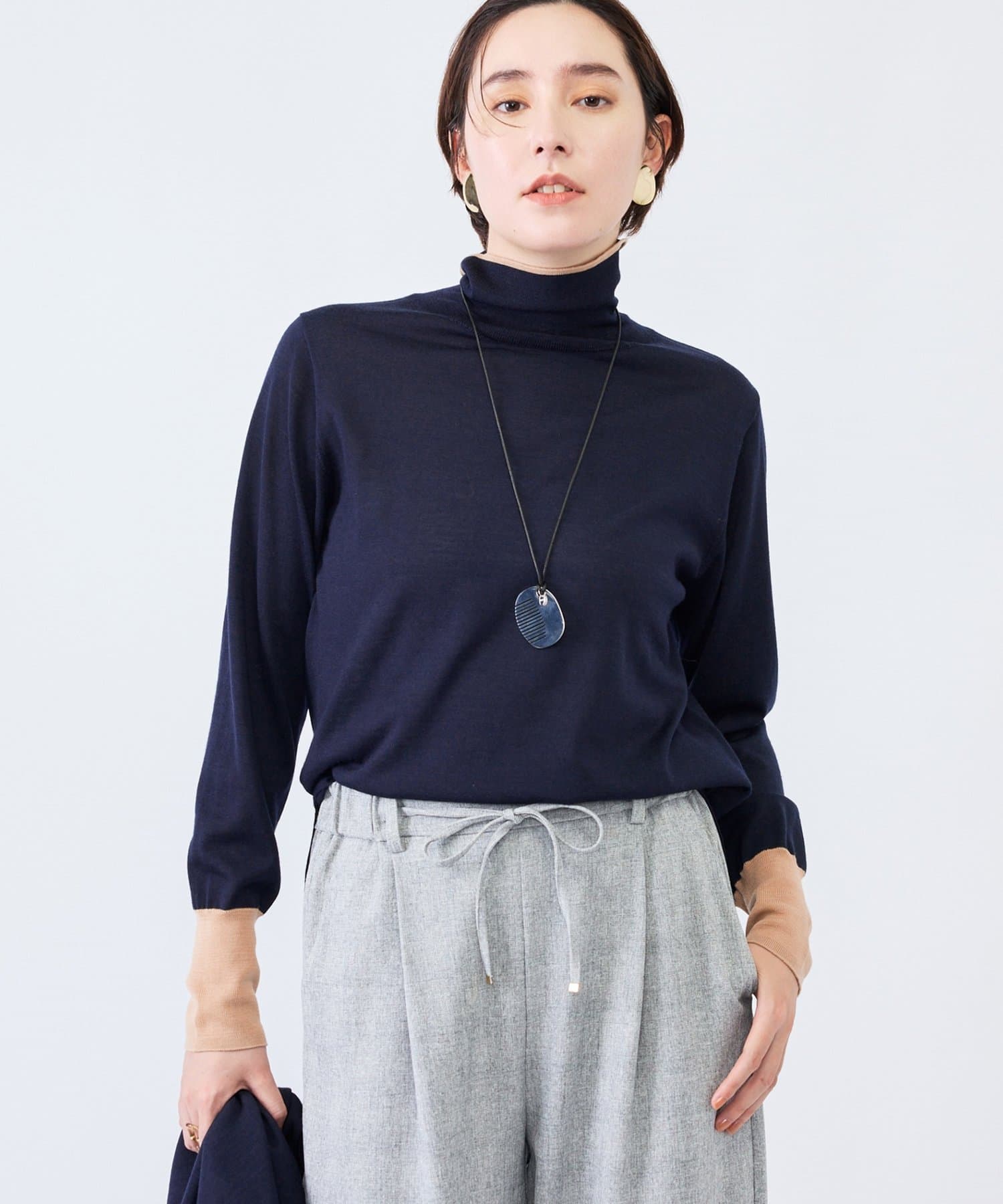 NOLLEY'S(ノーリーズ) 《手洗い可能》18Ｇマレーハイネックプルオーバー