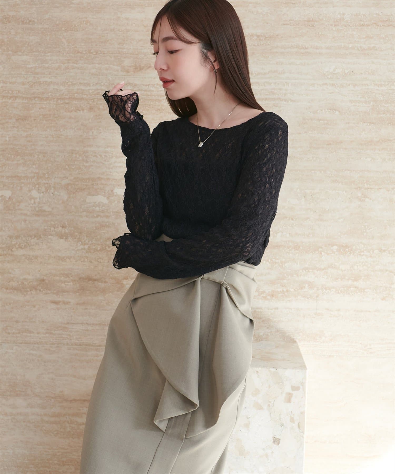 natural couture(ナチュラルクチュール) リバーシブルレーストップス