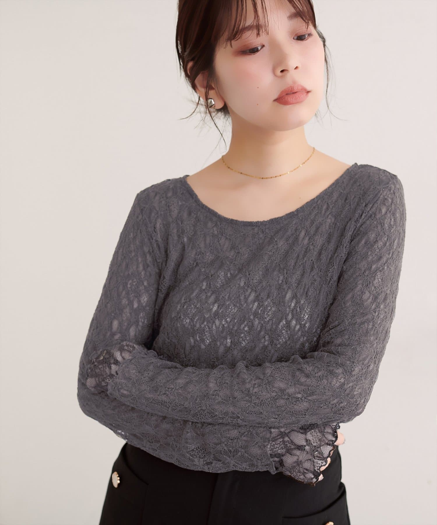 natural couture(ナチュラルクチュール) リバーシブルレーストップス