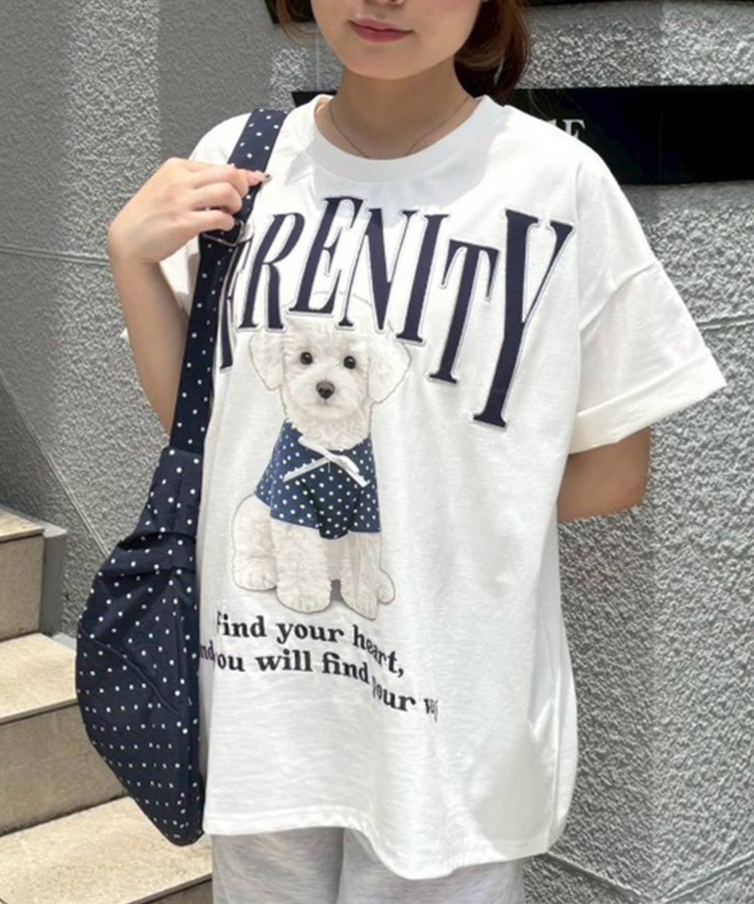NICE CLAUP / OLIVE des OLIVE OUTLET(ナイスクラップ  / オリーブ デ オリーブ アウトレット) 【continuer】DOGプリントBIG TEE