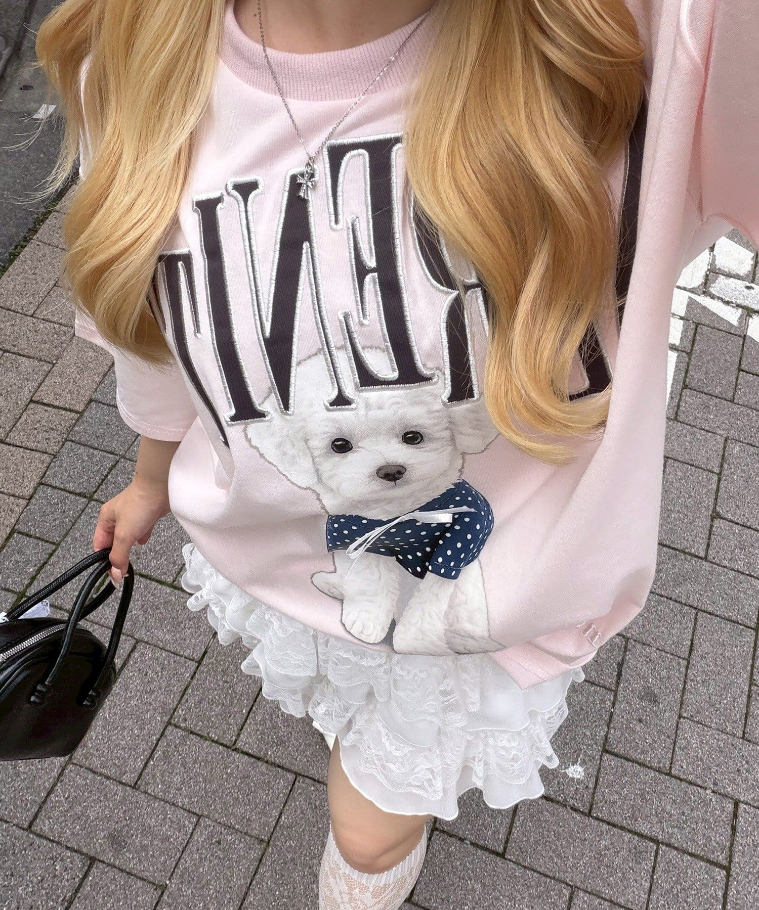 NICE CLAUP / OLIVE des OLIVE OUTLET(ナイスクラップ  / オリーブ デ オリーブ アウトレット) 【continuer】DOGプリントBIG TEE