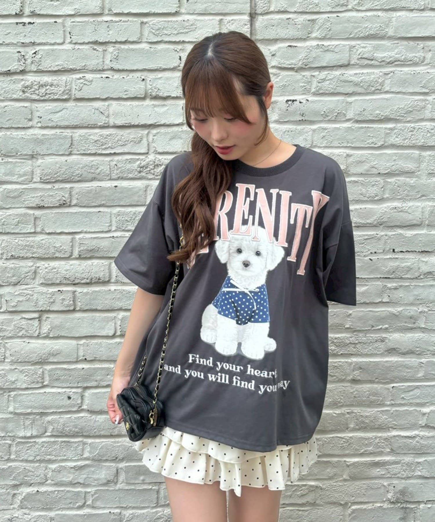 NICE CLAUP / OLIVE des OLIVE OUTLET(ナイスクラップ  / オリーブ デ オリーブ アウトレット) 【continuer】DOGプリントBIG TEE