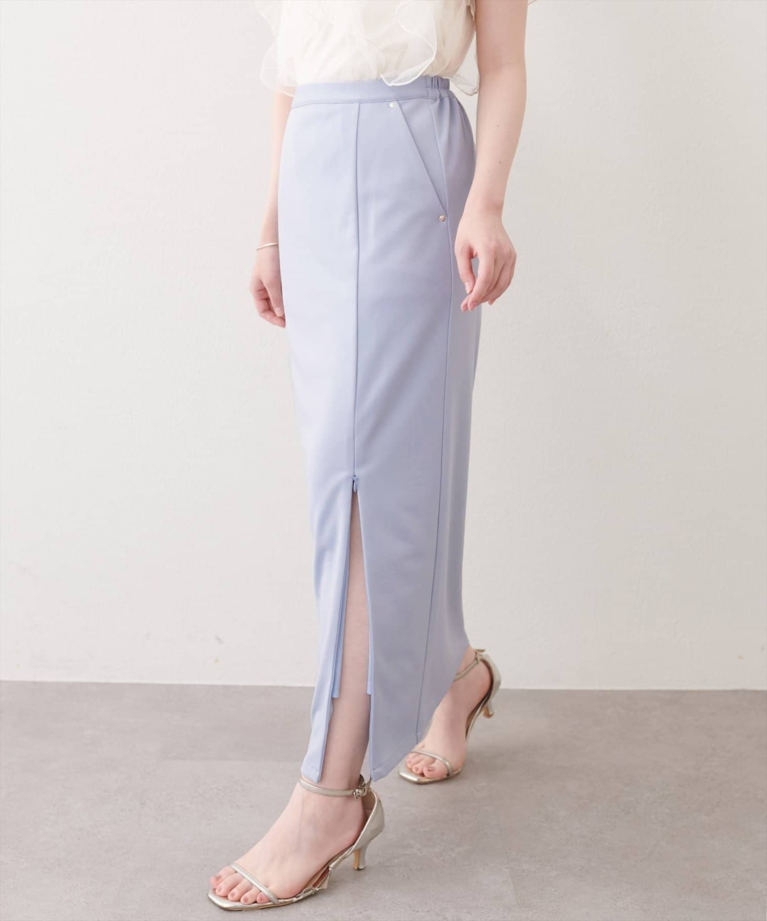 NICE CLAUP / OLIVE des OLIVE OUTLET(ナイスクラップ  / オリーブ デ オリーブ アウトレット) 【natural couture】きれいめポンチサイドスリットタイトスカート