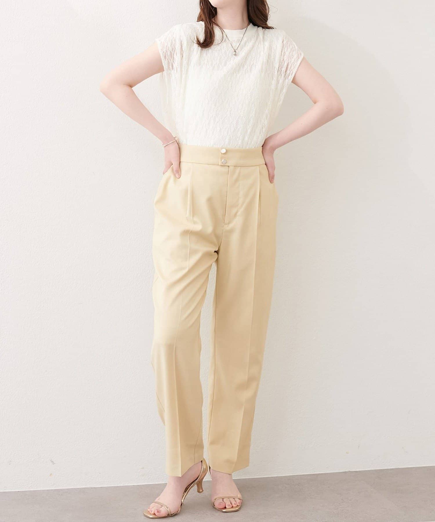 NICE CLAUP / OLIVE des OLIVE OUTLET(ナイスクラップ  / オリーブ デ オリーブ アウトレット) 【natural couture】接触冷感マシンウォッシャブルテーパードパンツ