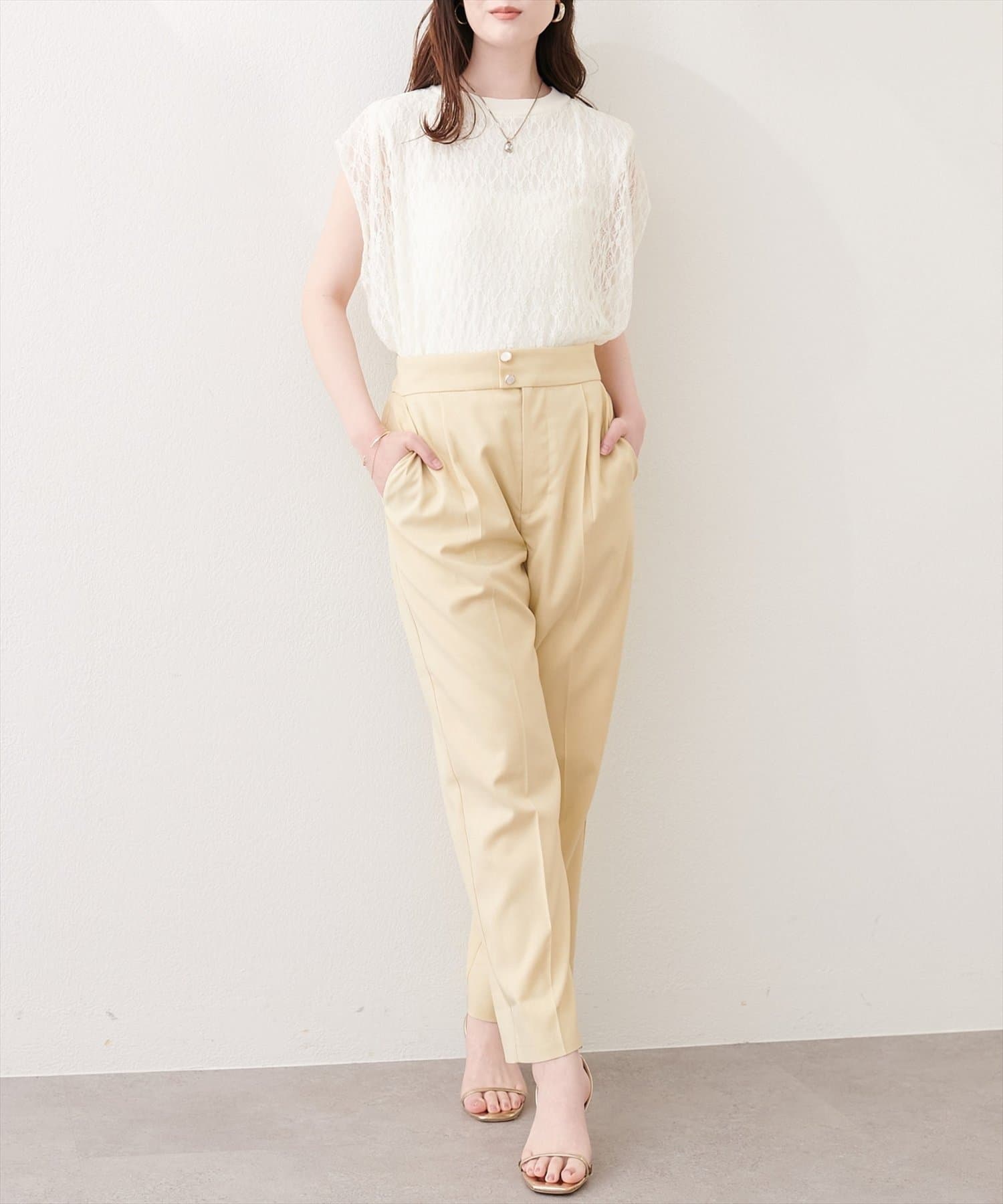 NICE CLAUP / OLIVE des OLIVE OUTLET(ナイスクラップ  / オリーブ デ オリーブ アウトレット) 【natural couture】接触冷感マシンウォッシャブルテーパードパンツ