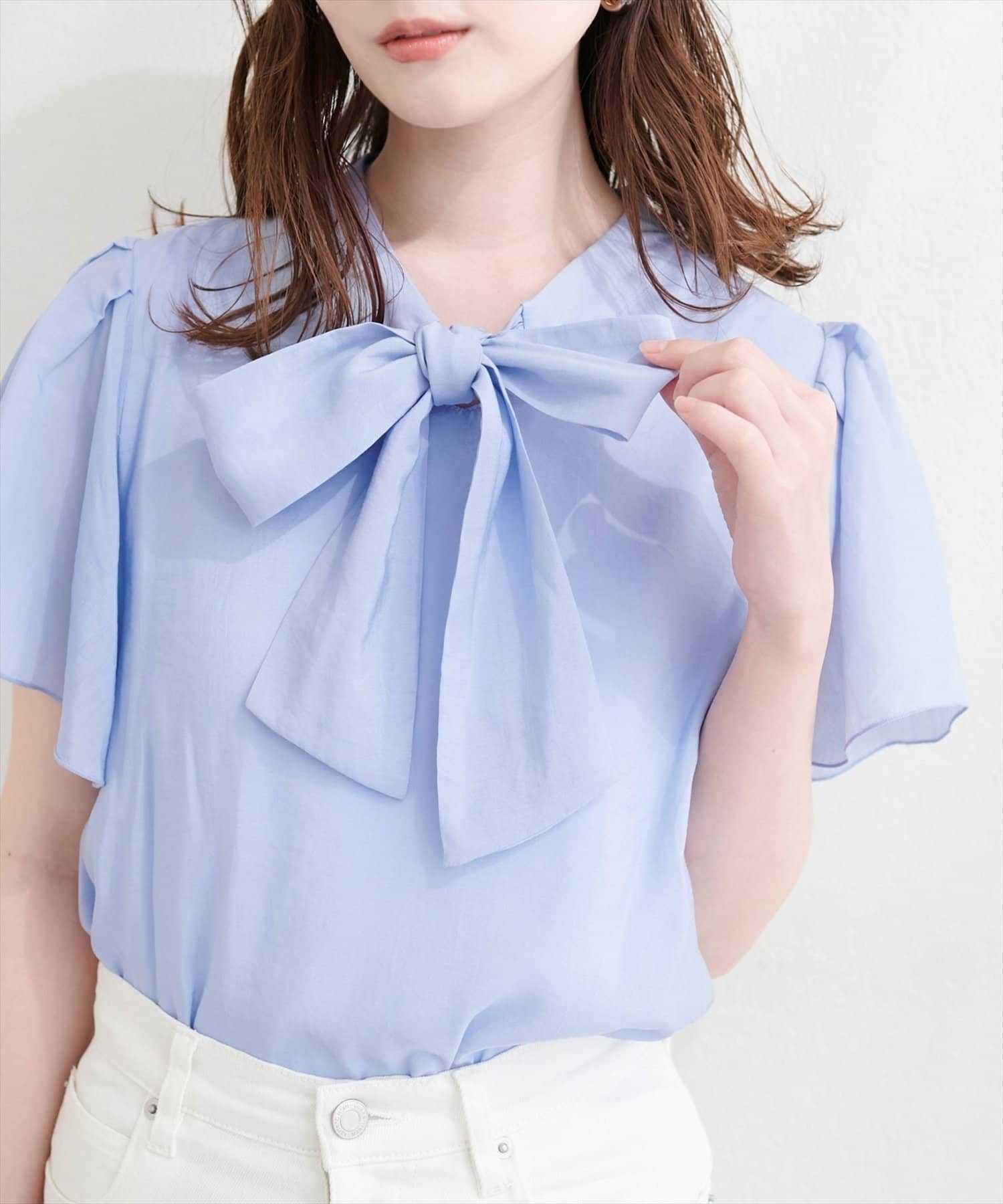 NICE CLAUP / OLIVE des OLIVE OUTLET(ナイスクラップ  / オリーブ デ オリーブ アウトレット) 【natural couture】リボンタイフラワーブラウス