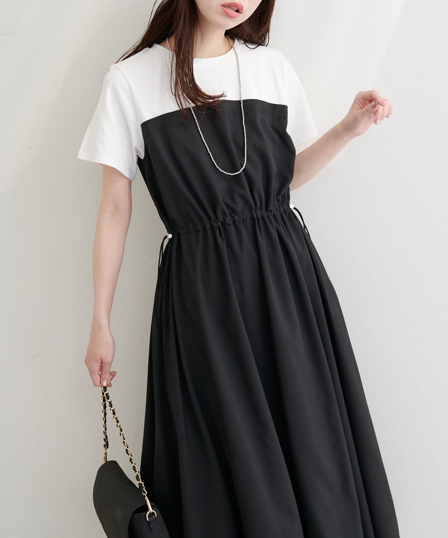 natural couture】半袖ドッキングバルーンワンピース | NICE CLAUP