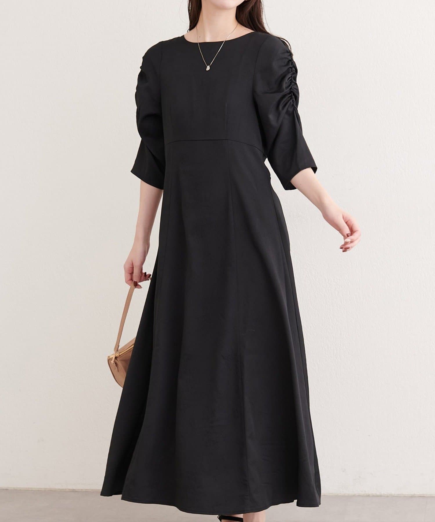 NICE CLAUP / OLIVE des OLIVE OUTLET(ナイスクラップ  / オリーブ デ オリーブ アウトレット) 【natural couture】フラワージャガードジゴスリーブワンピース