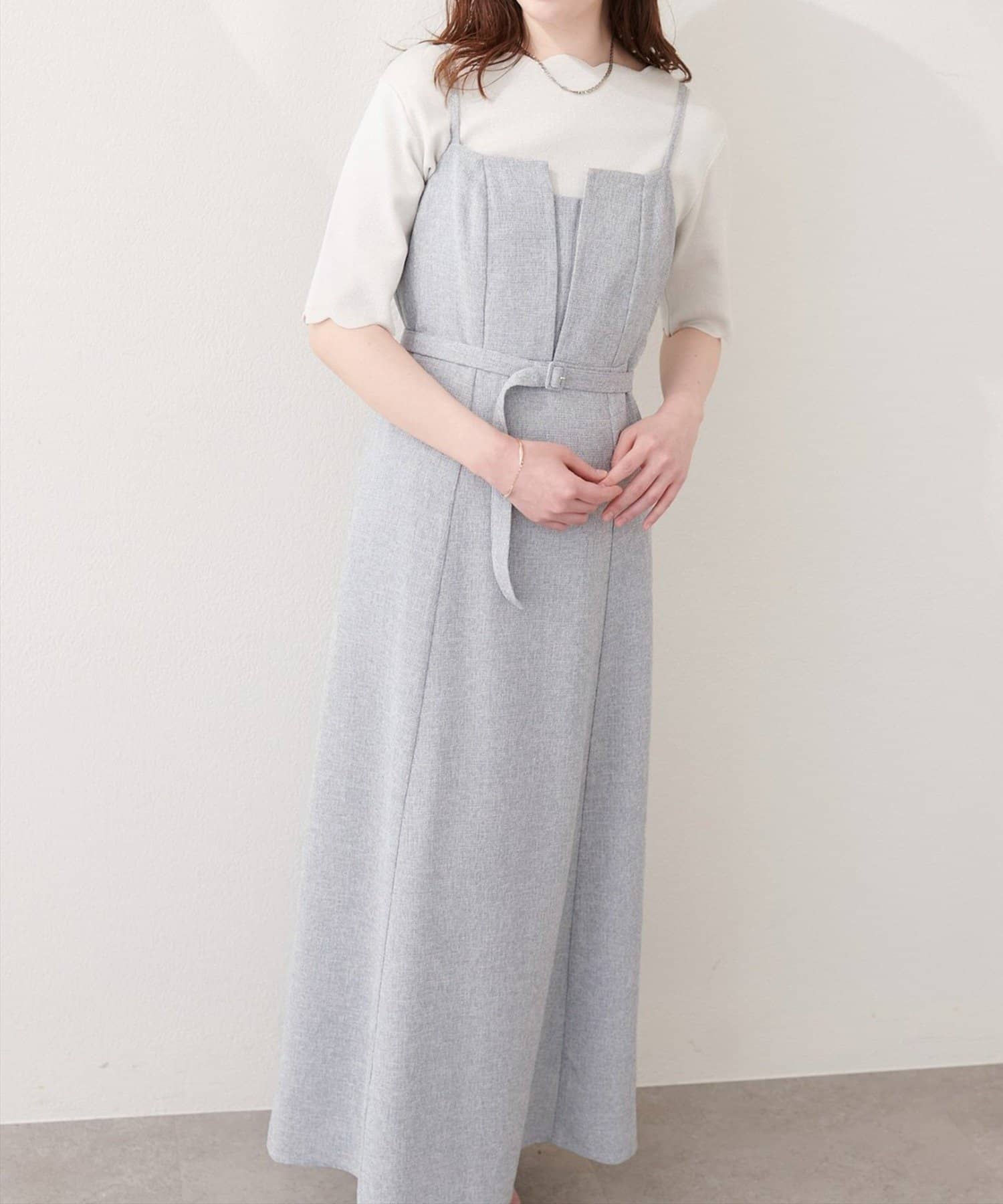 NICE CLAUP / OLIVE des OLIVE OUTLET(ナイスクラップ  / オリーブ デ オリーブ アウトレット) 【natural couture】フロントスリットキャミワンピース