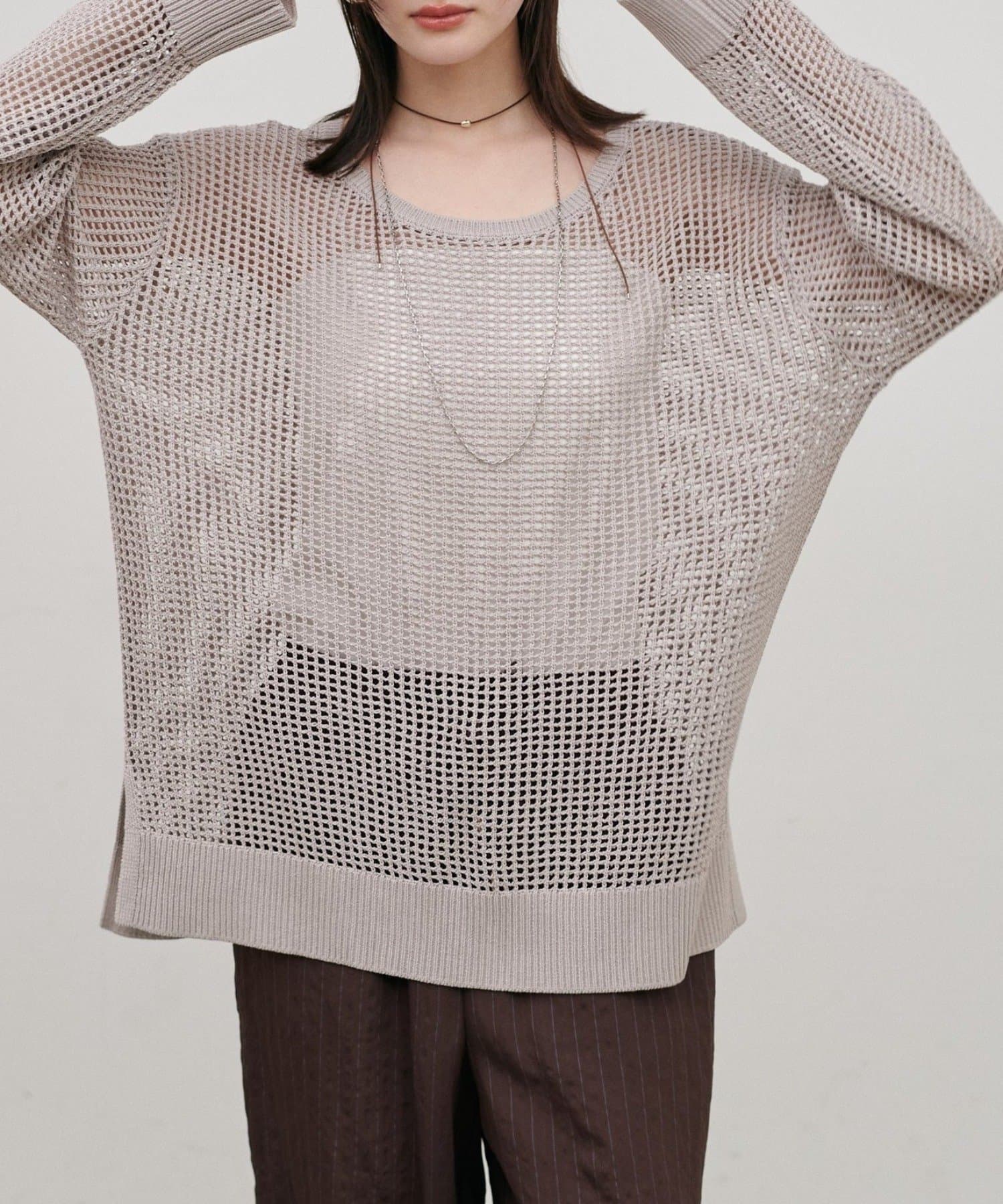 NICE CLAUP / OLIVE des OLIVE OUTLET(ナイスクラップ  / オリーブ デ オリーブ アウトレット) 【LARUTA】シアーメッシュニットプルオーバー