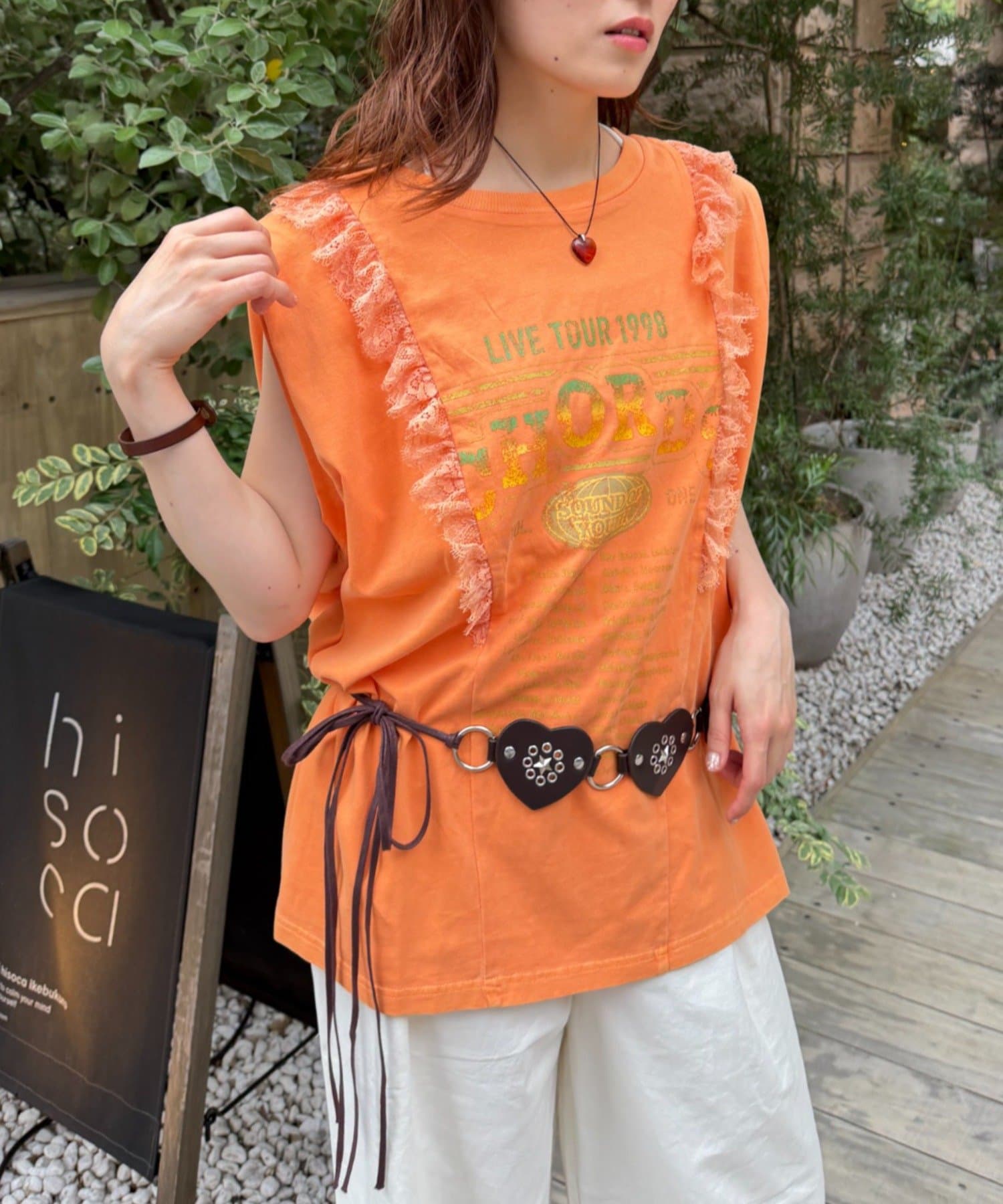 w closet(ダブルクローゼット) レースバンドTシャツ