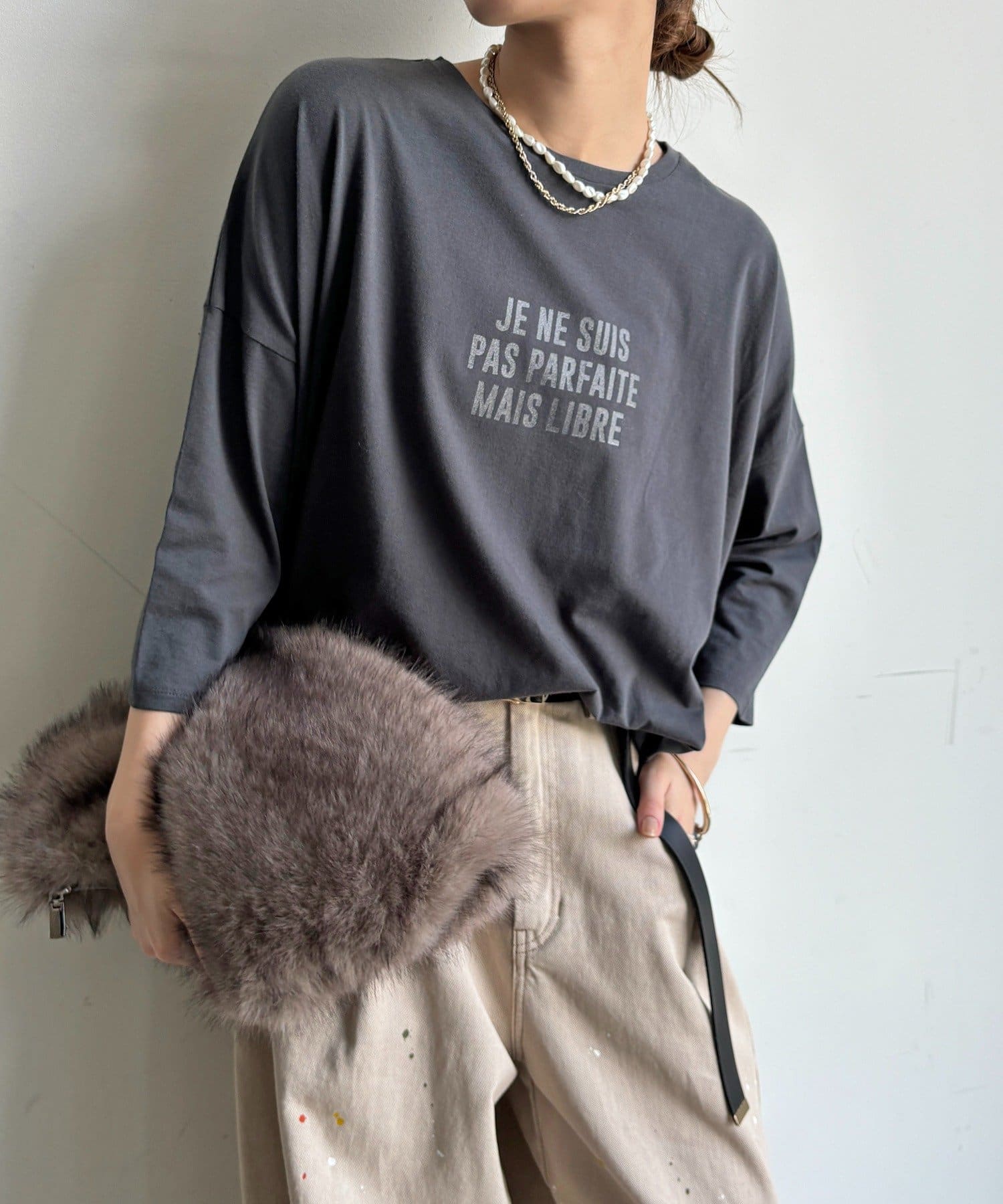 DOUDOU(ドゥドゥ) メッセージグリッターTEE