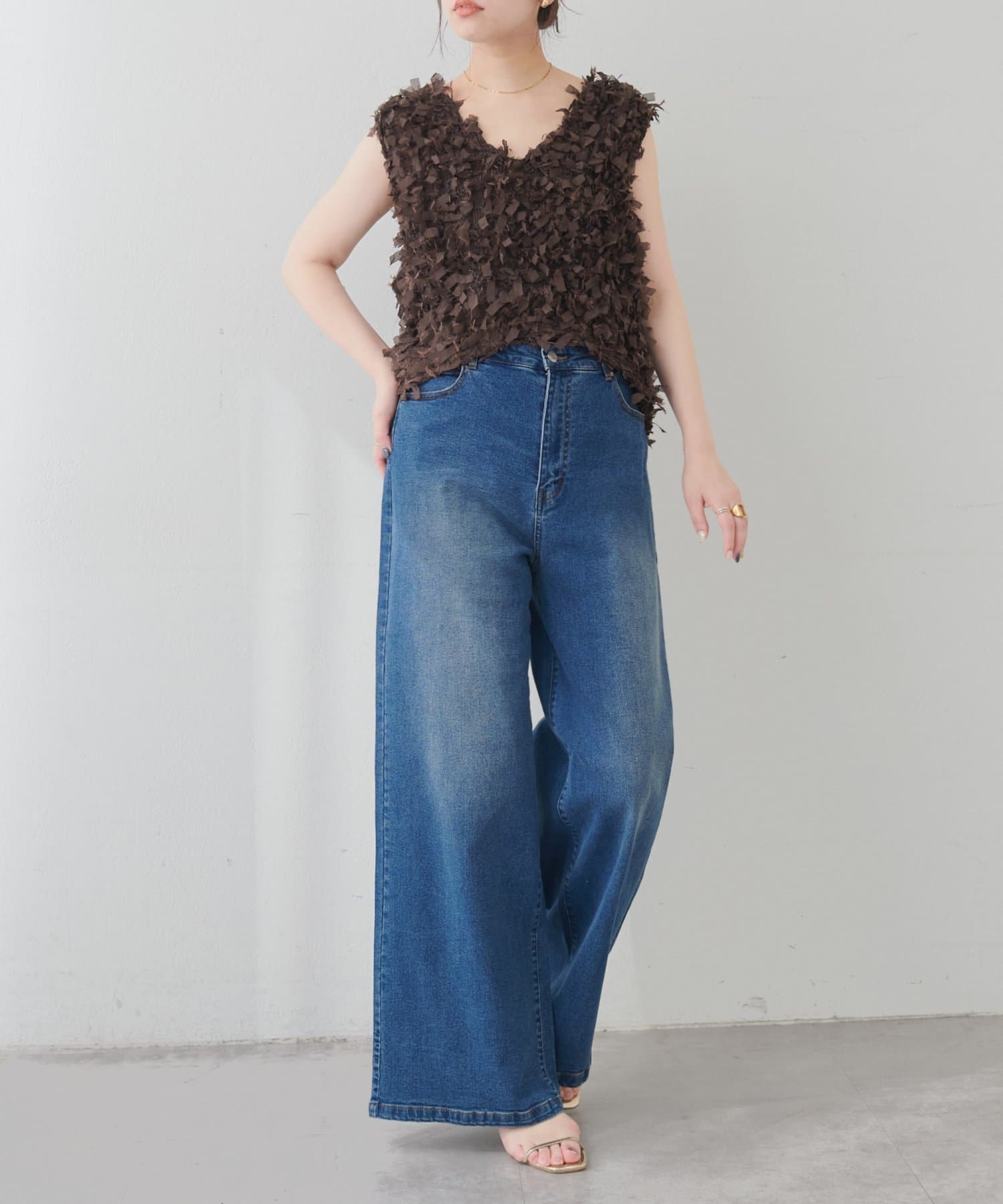 natural couture(ナチュラルクチュール) ゆるストレートストレッチセルフカットデニム
