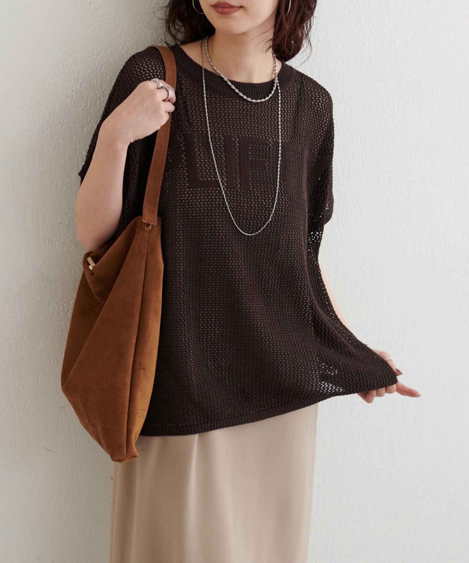 LARUTA(ラルータ) ロゴメッシュニットプルオーバー
