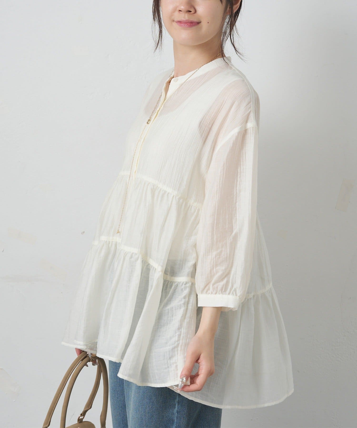 PUAL CE CIN(ピュアルセシン) 【WEB限定カラーあり】シアーノーカラーブラウス
