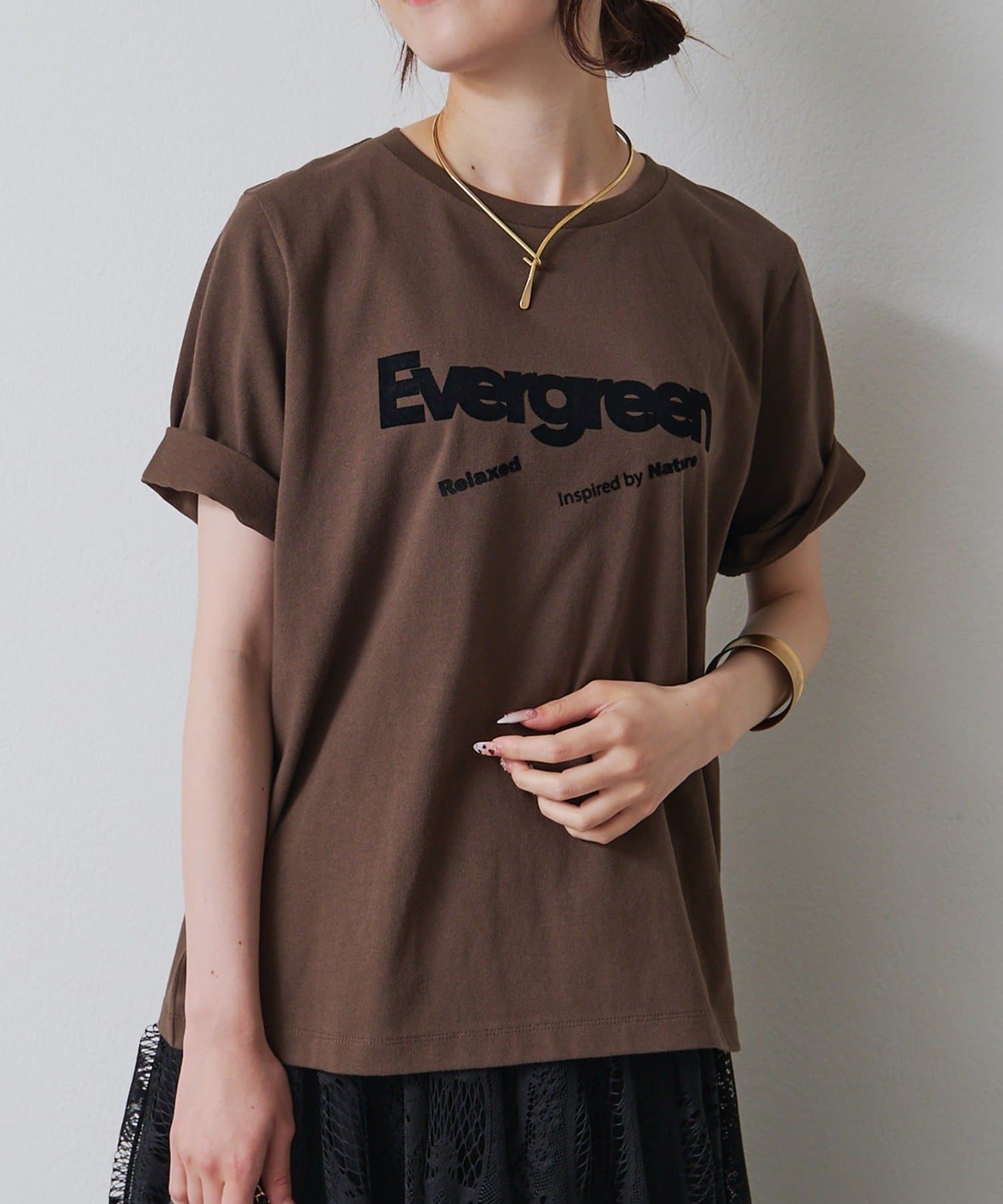 PUAL CE CIN(ピュアルセシン) フロッキープリントTシャツ
