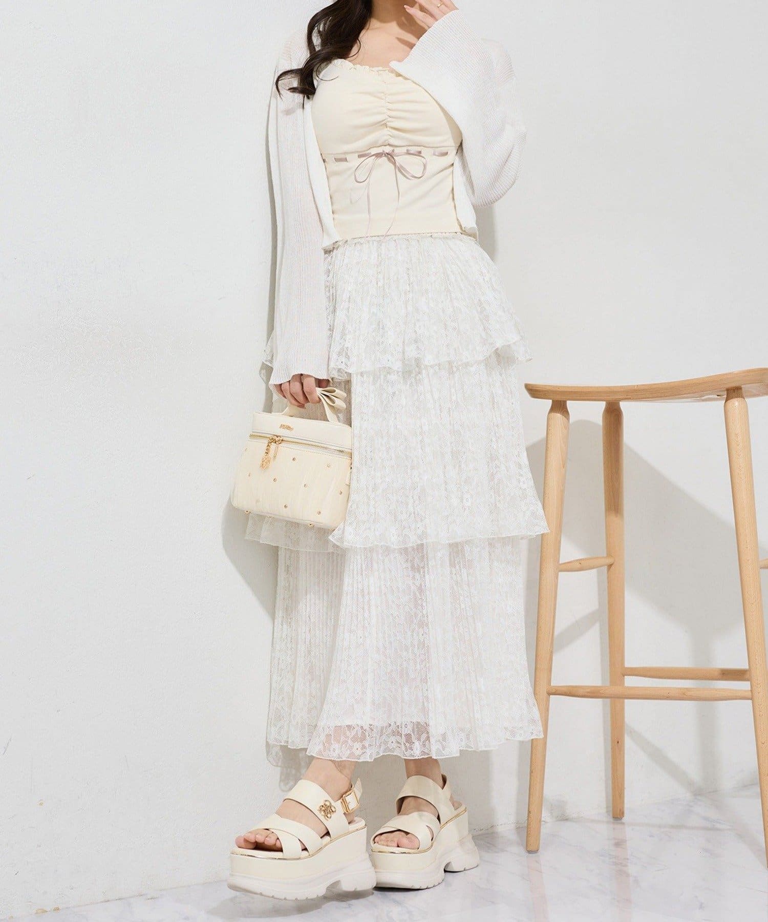 NICE CLAUP / OLIVE des OLIVE OUTLET(ナイスクラップ  / オリーブ デ オリーブ アウトレット) 【one after another】配色リボンカップ付きキャミソール