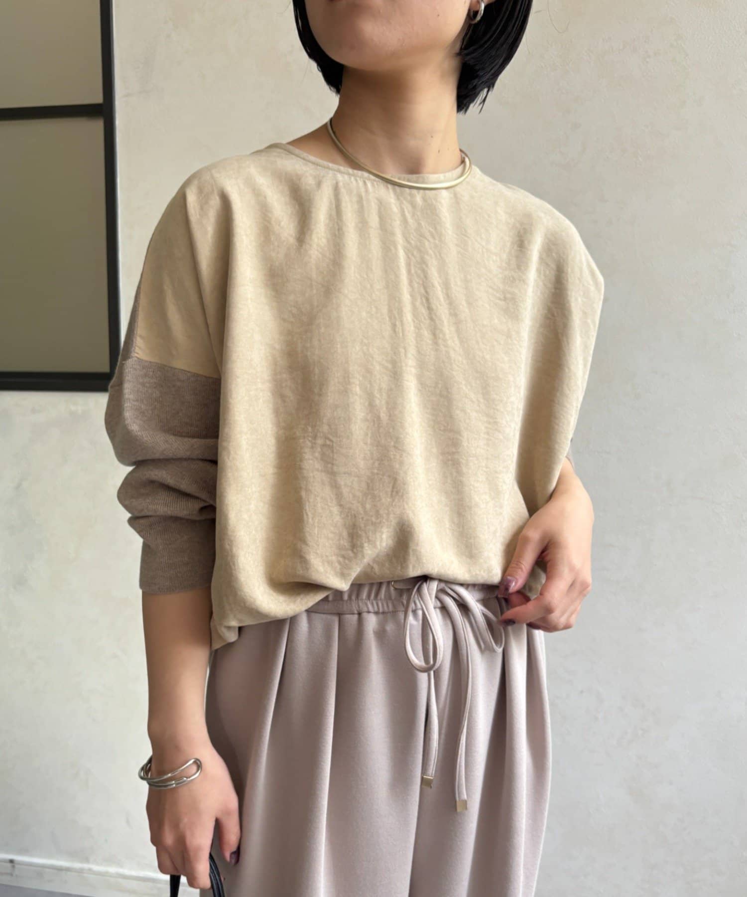 Jena　espace merveilleux(ジェナ　エスパスメルヴェイユ) ピーチスキン切替ニット