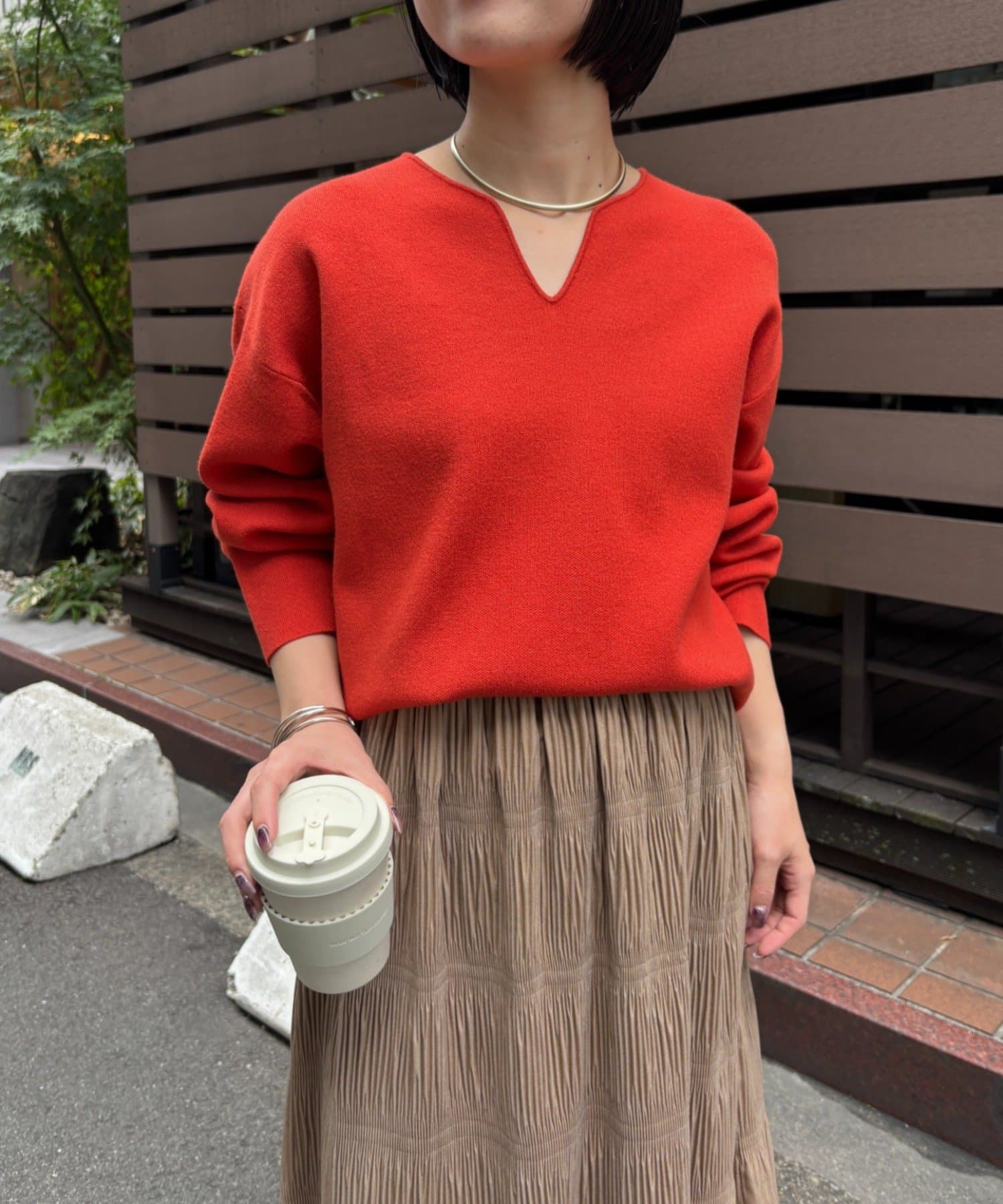 Jena　espace merveilleux(ジェナ　エスパスメルヴェイユ) ジャガードVネックニット