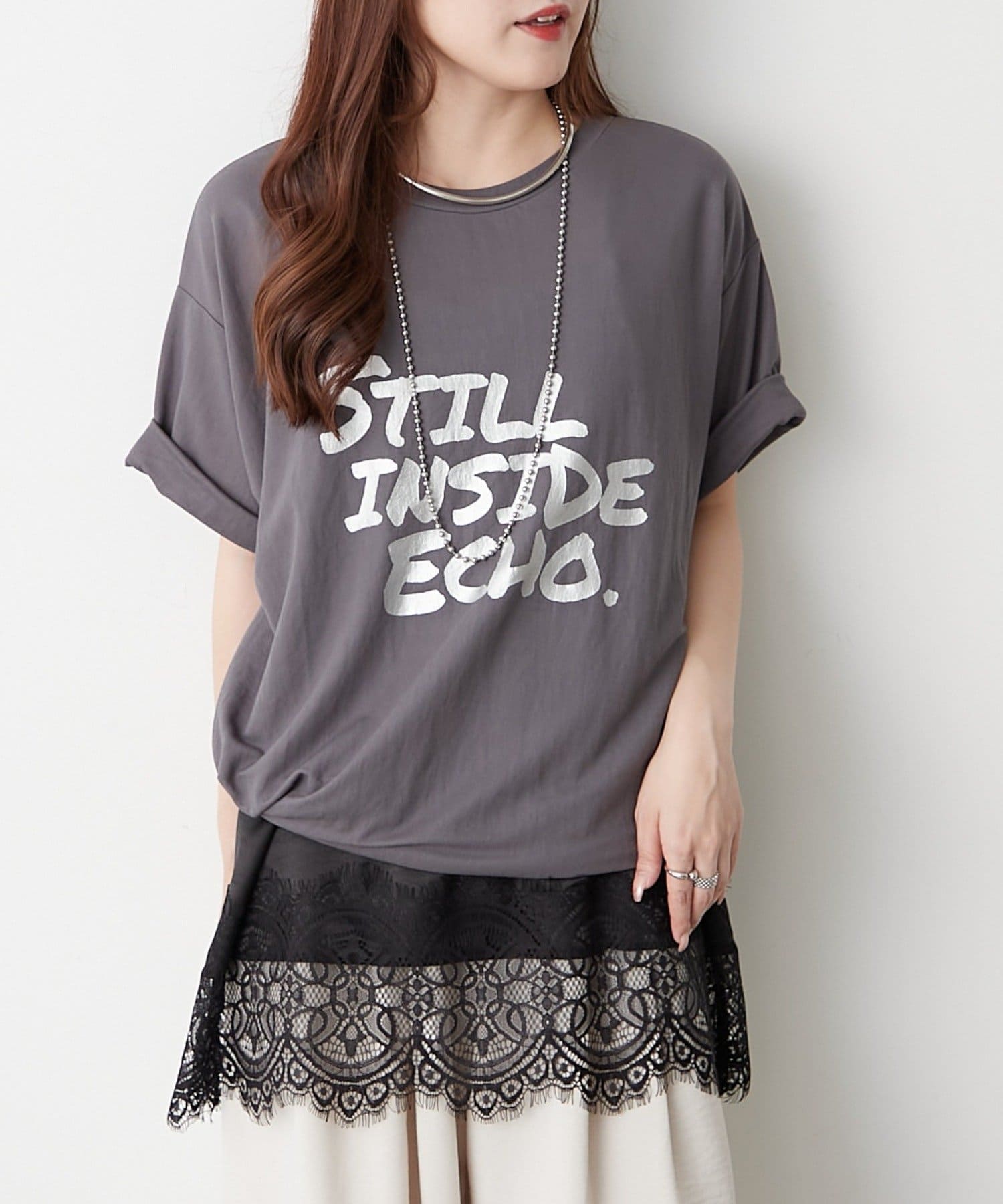 Remind me and forever(リマインドミーアンドフォーエバー) 箔3段プリントTシャツ