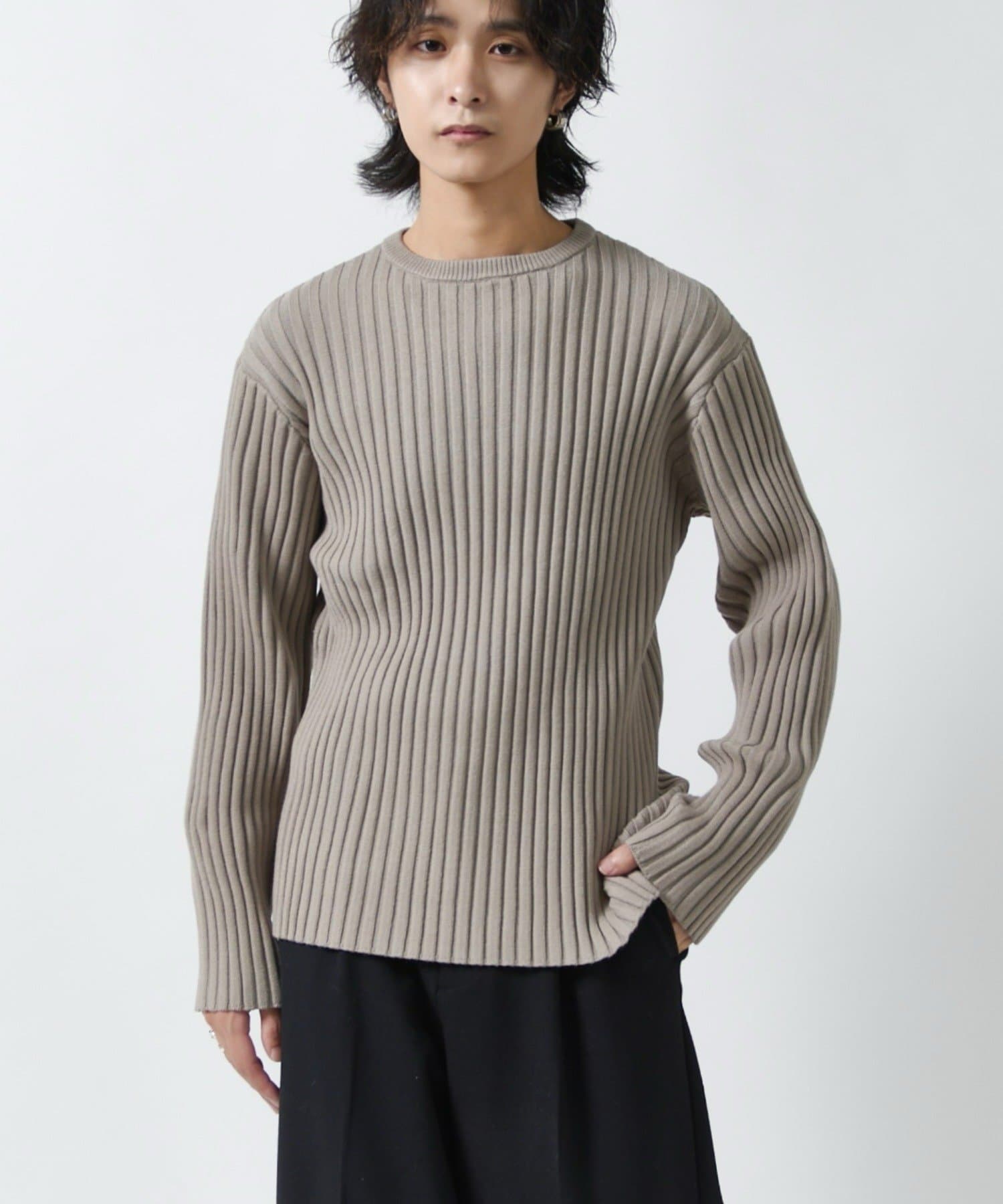 Lui's(ルイス) ワイドリブクルーネックニット
