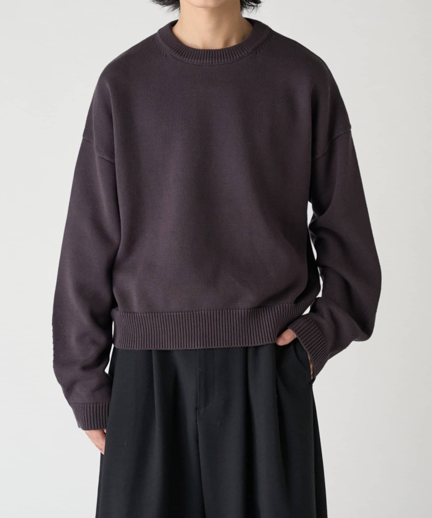 Lui's(ルイス) クロップドクルーネックニット