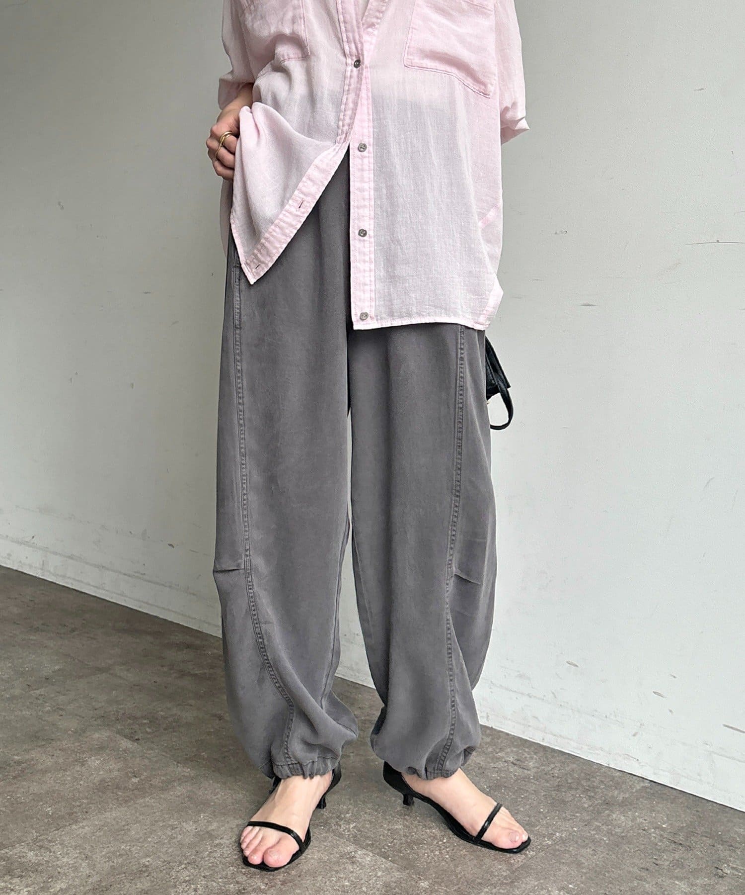 DOUDOU(ドゥドゥ) 【セットアップ可能】ウエストニット切替リヨセルパンツ