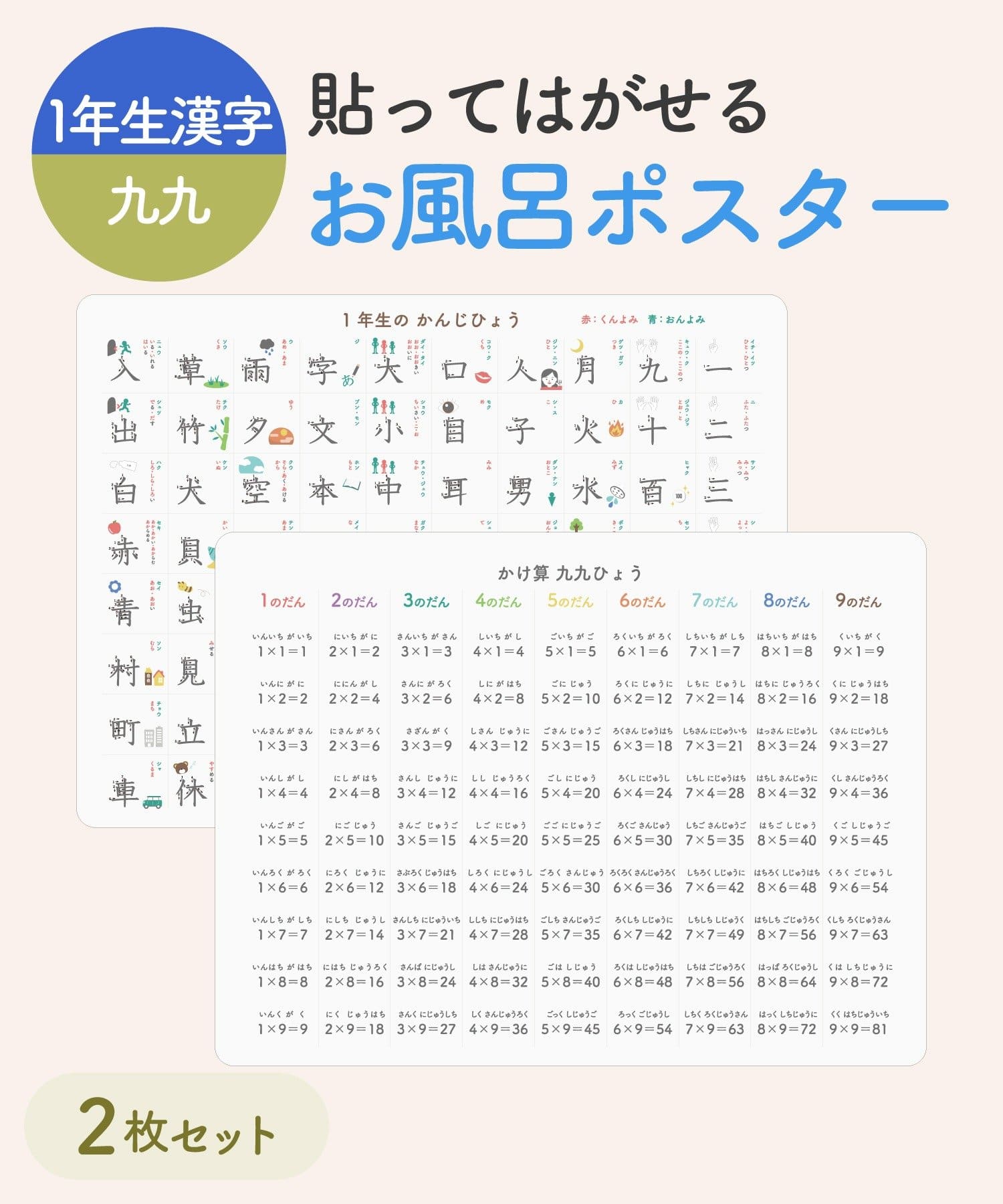 3COINS(スリーコインズ) お風呂ポスター2枚セット：42×56cm／夏休み応援
