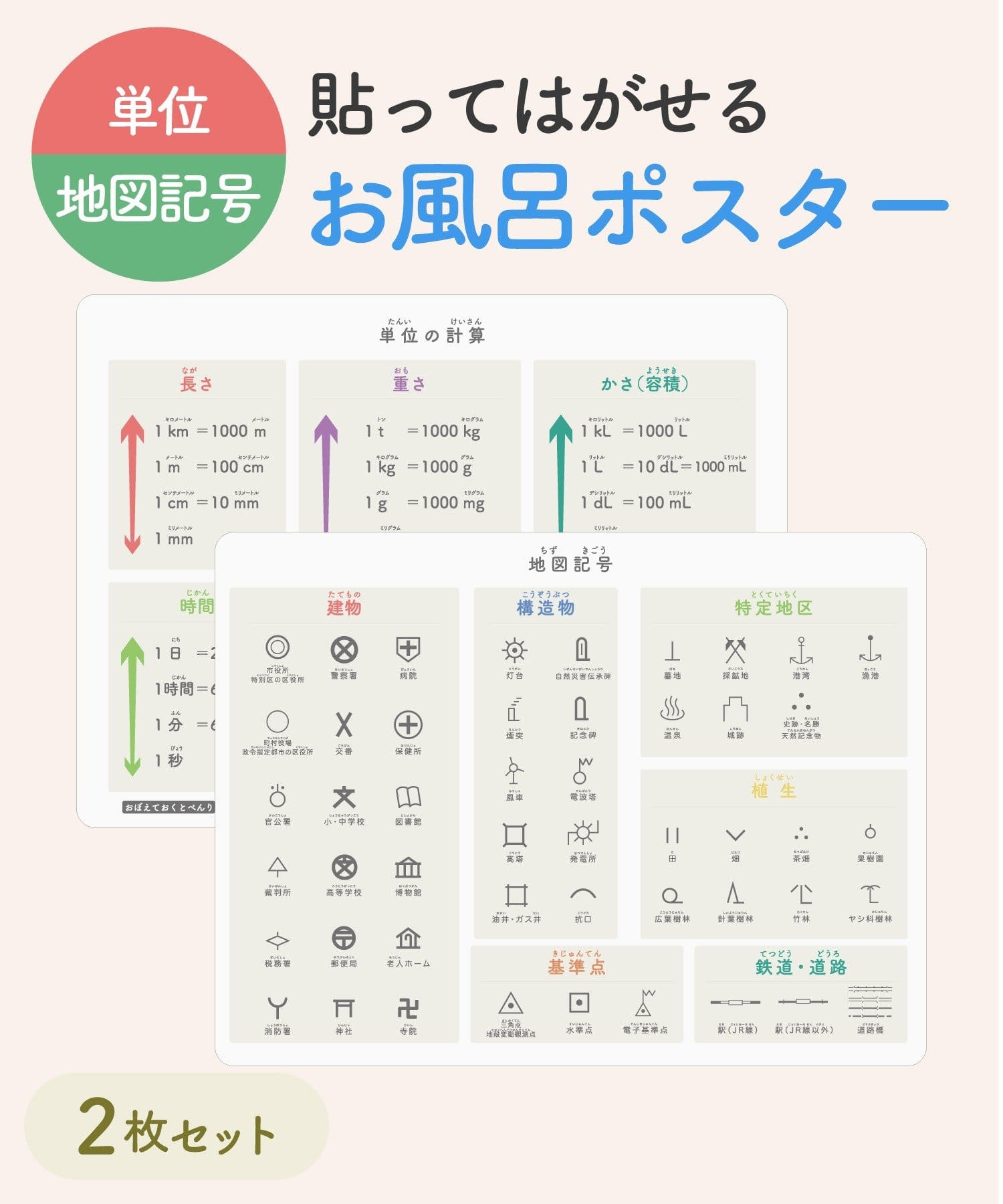 3COINS(スリーコインズ) お風呂ポスター2枚セット：42×56cm／夏休み応援