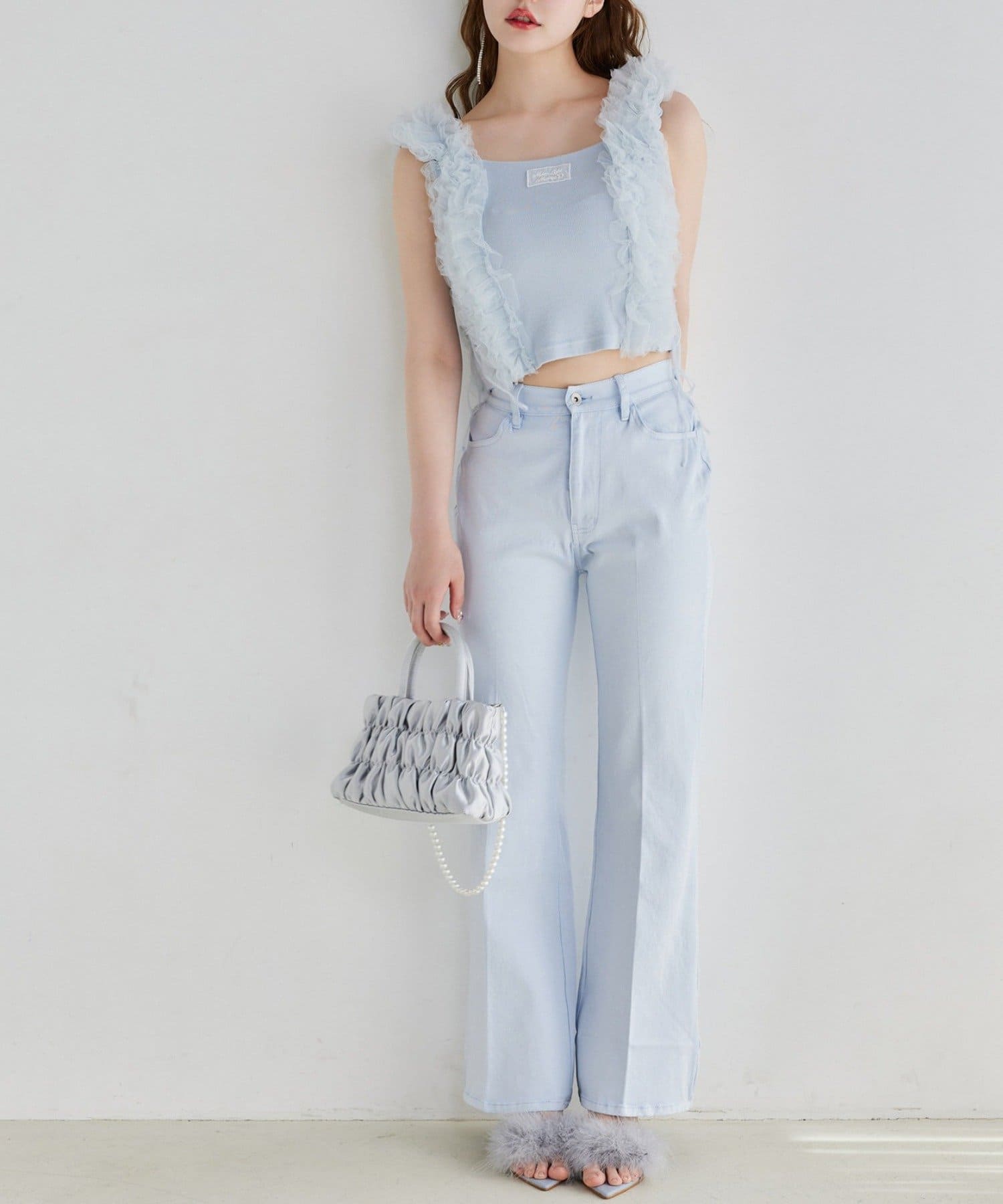 NICE CLAUP / OLIVE des OLIVE OUTLET(ナイスクラップ  / オリーブ デ オリーブ アウトレット) 【one after another】チュールフリルタンク