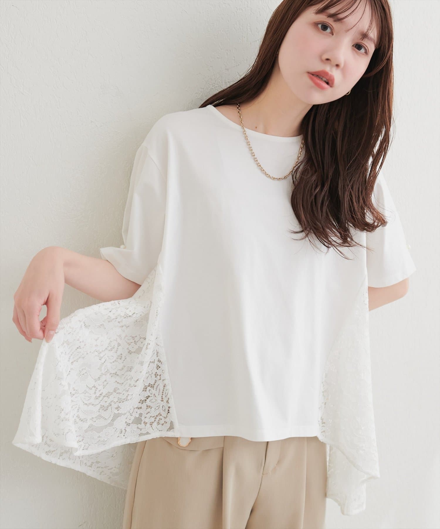 natural couture(ナチュラルクチュール) 異素材ボリューム切替TOPS