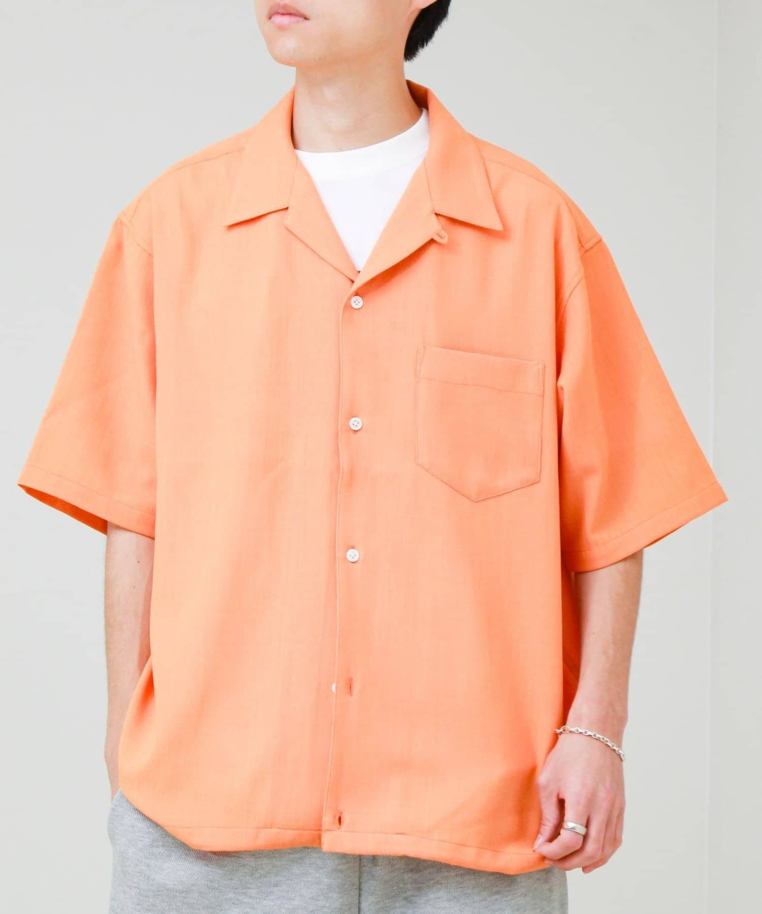 FREDY & GLOSTER(フレディ アンド グロスター) 【COOLMAX/セットアップ対応】エバレットメッシュオープンカラー半袖シャツ